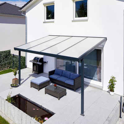 GUTTA Terrassendach Premium, BxT: 410,2x306 cm, Bedachung Dachplatten, BxT: 410x306 cm, Dach Acryl Klima blue