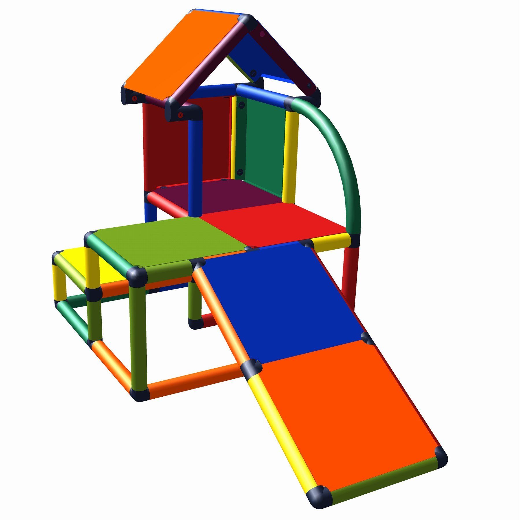 move and stic Spielhaus Spielhaus MILA Motoriktrainer mit Kleinkindrutsche Indoor Outdoor, erweiterbar, Made in Germany, Recyclebarer Kunststoff