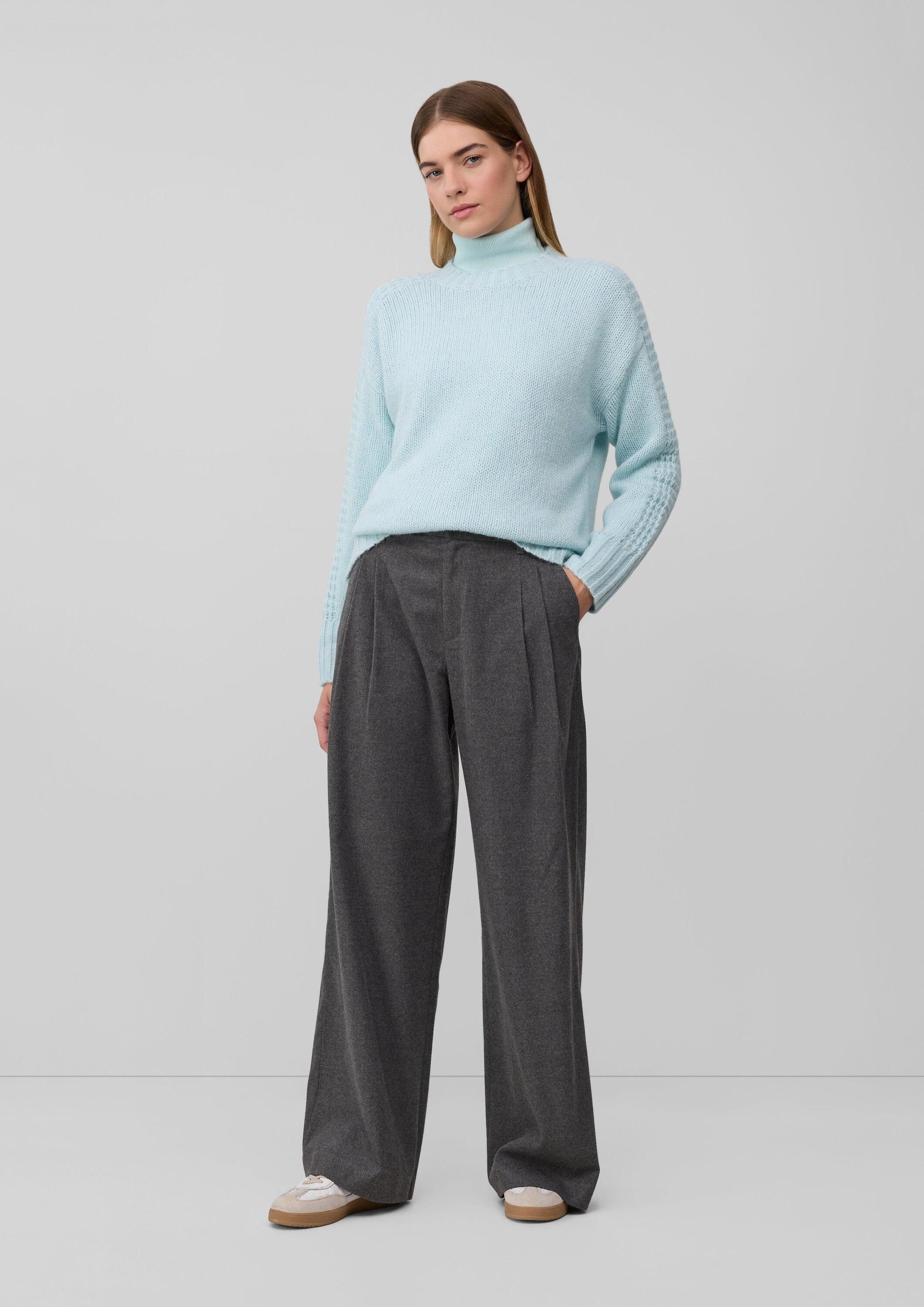 s.Oliver Chinos Hose Flanell-Hose mit Bundfalten und weitem Bein