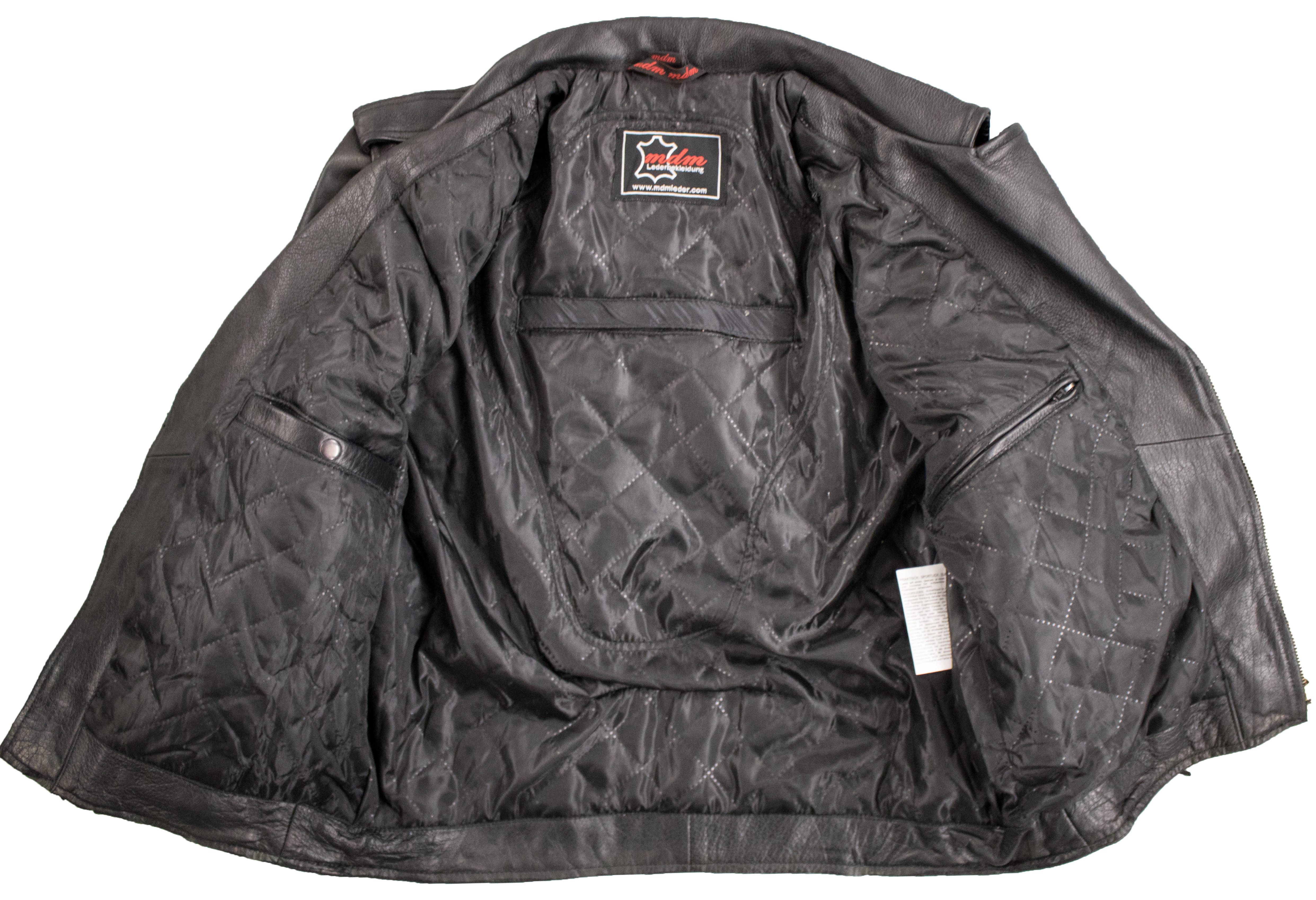 MDM Lederjacke Herren Biker Rocker Billy Motorrad Lederjacke mit Reverse Kragen