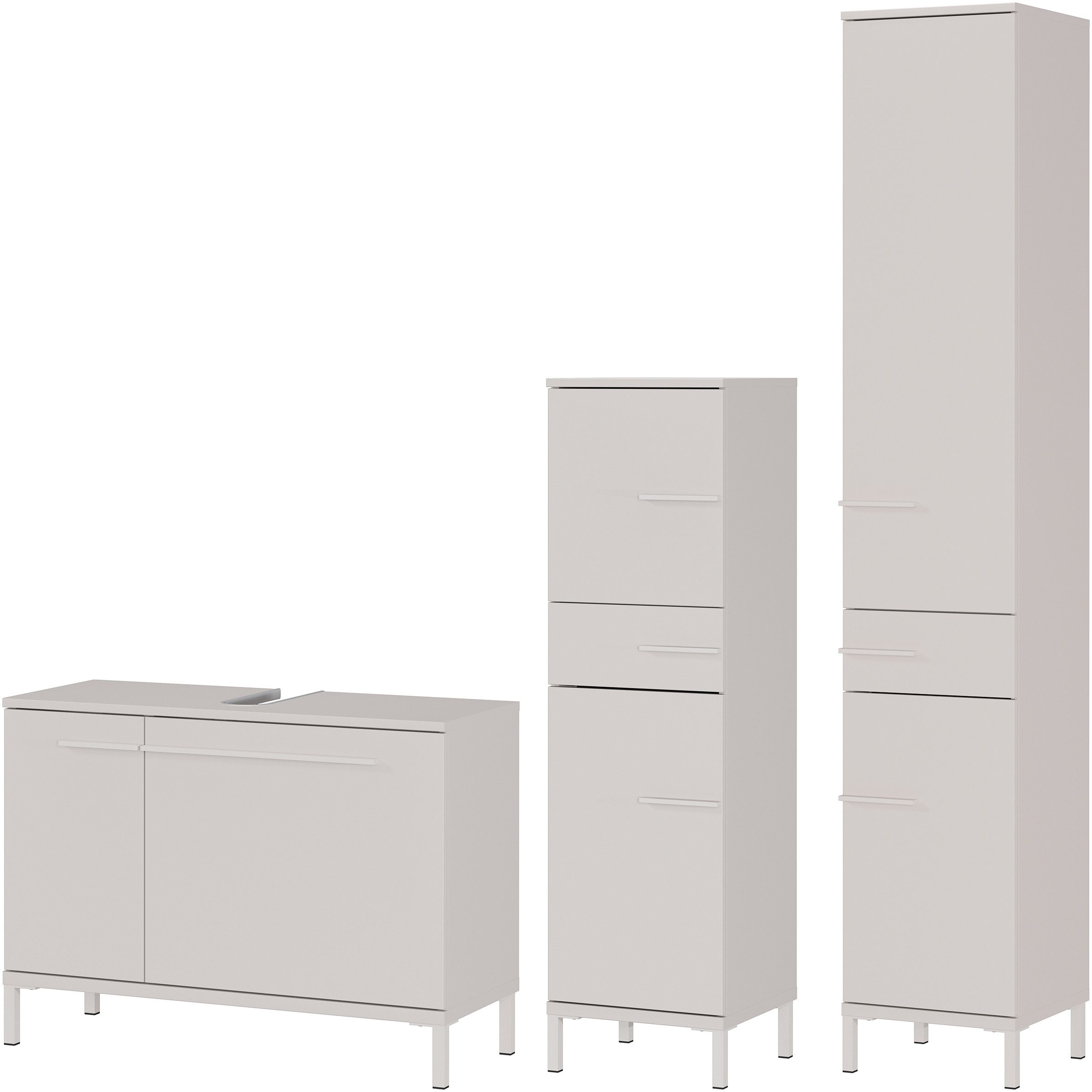 GERMANIA Badmöbel-Set Laurino, (3-St), mehrteiliges Set mit Waschbeckenunterschrank,Hochschrank & Midischrank