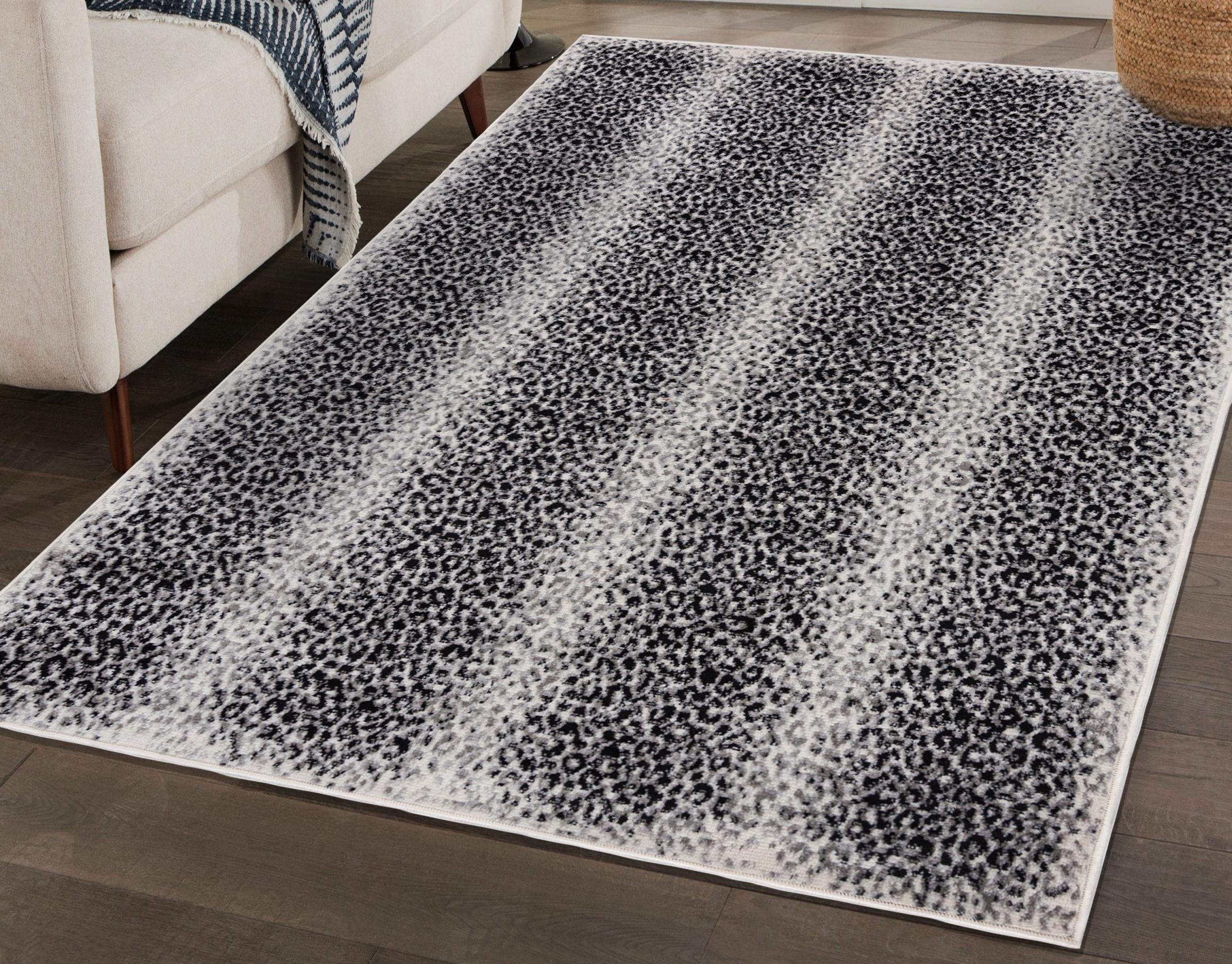 Designteppich Modern Teppich Abstrakt Grau - Weich, Pflegeleich, Mazovia, 80 x 150 cm, Geeignet für Fußbodenheizung, Höhe 7 mm, Kurzflor