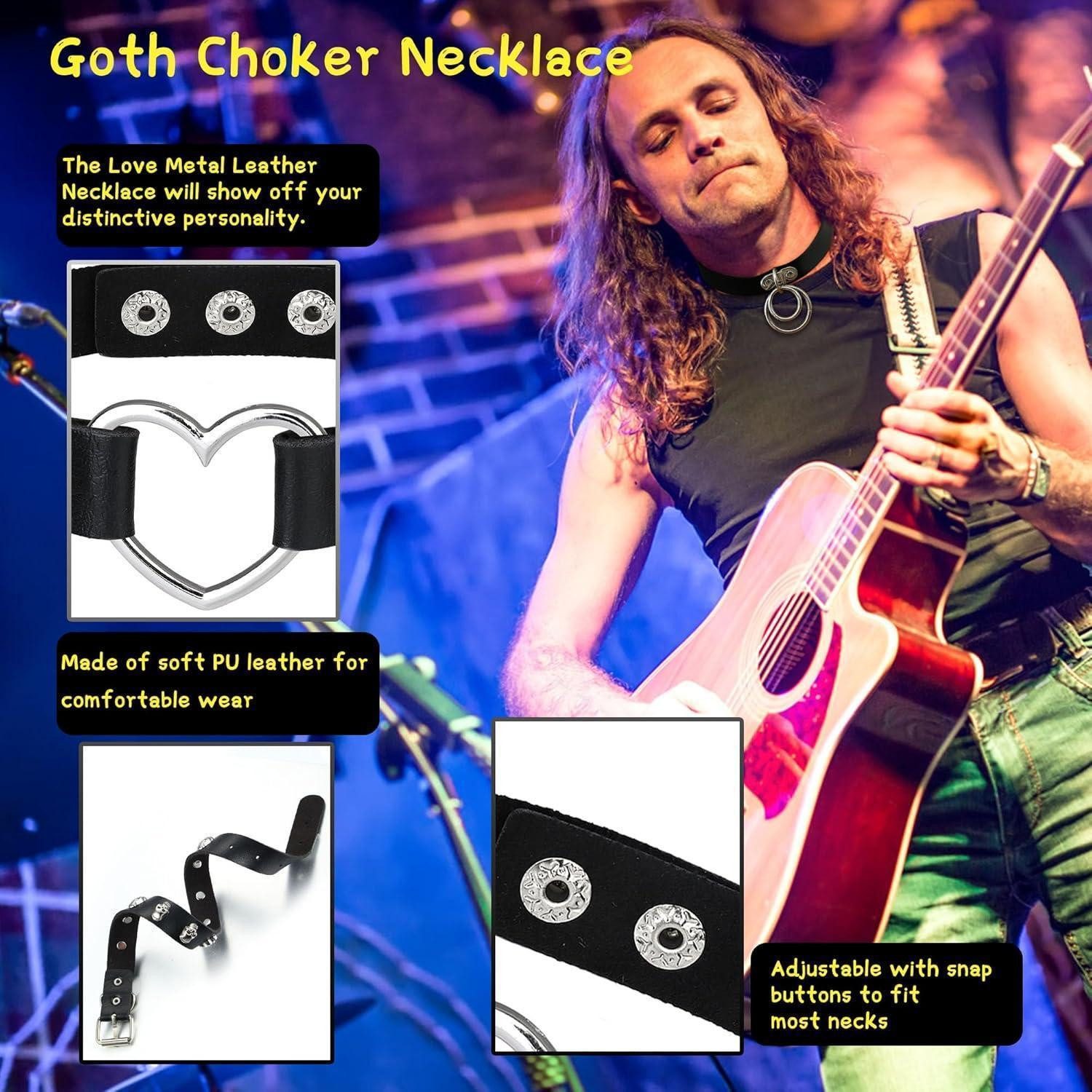 LuxusKollektion Schmuckset Gothic Choker Set Damen PU Leder Schwarz Nieten Rock Verstellbar