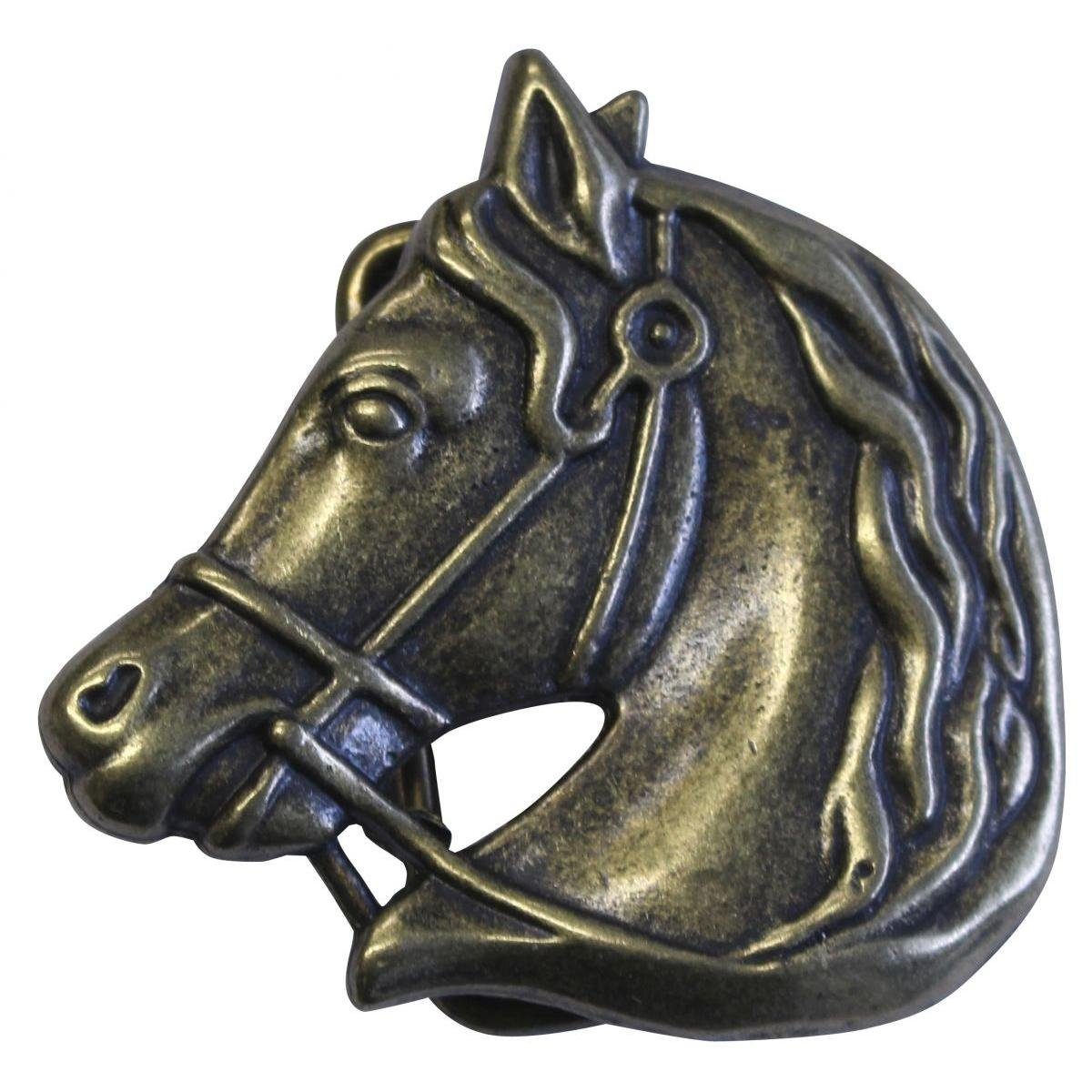 Gürtelschnalle Pferdekopf frei 4,0 cm - Buckle Gürtelschließe Reitaccessoires 40mm -