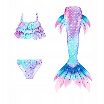 Festivalartikel Badeanzug 13-teiliges Meerjungfrauen-Badeanzug-Set für Mädchen mit Zubehör