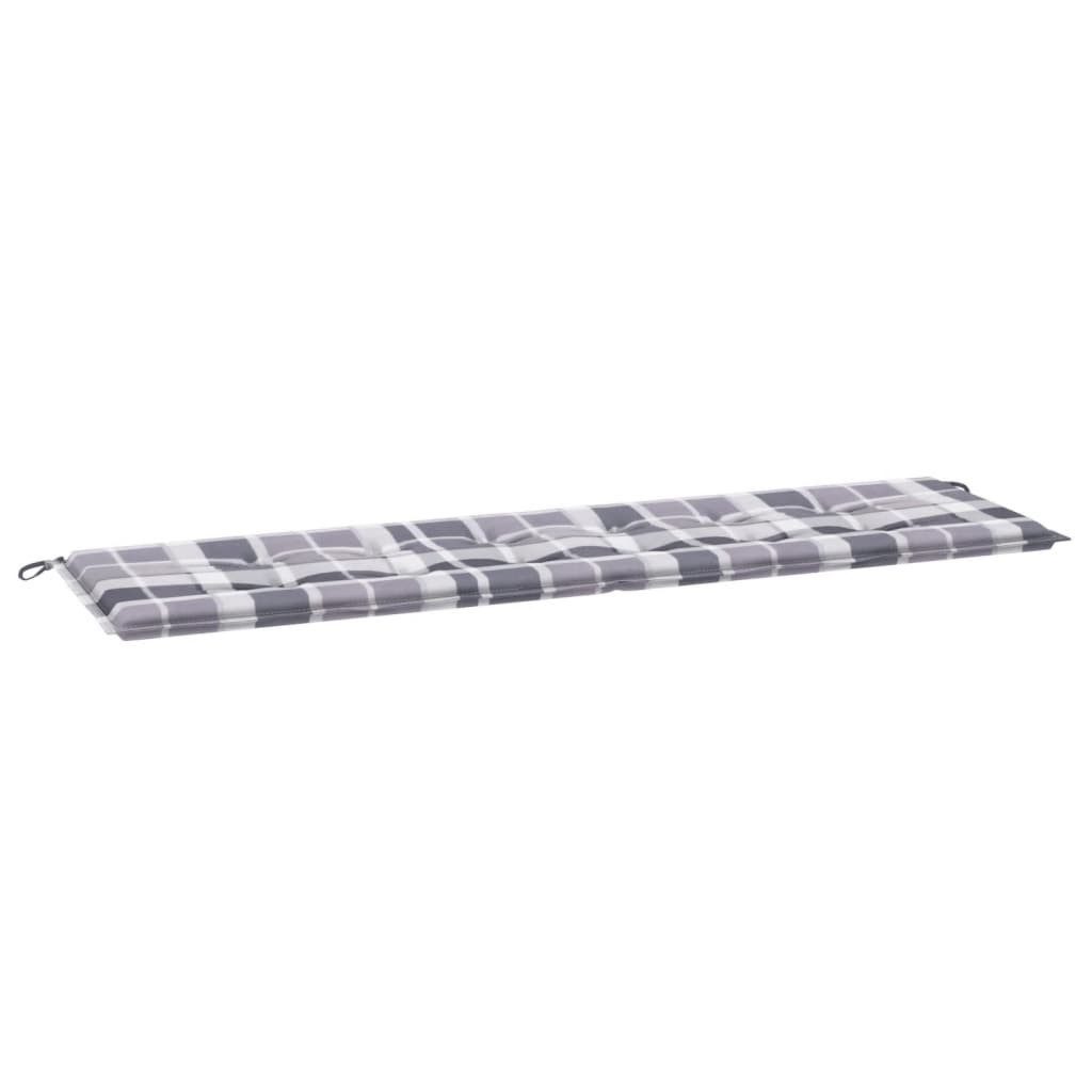 vidaXL Bankauflage, Gartenbank-Auflage Grau Karomuster 180x50x3 cm Oxford-Gewebe