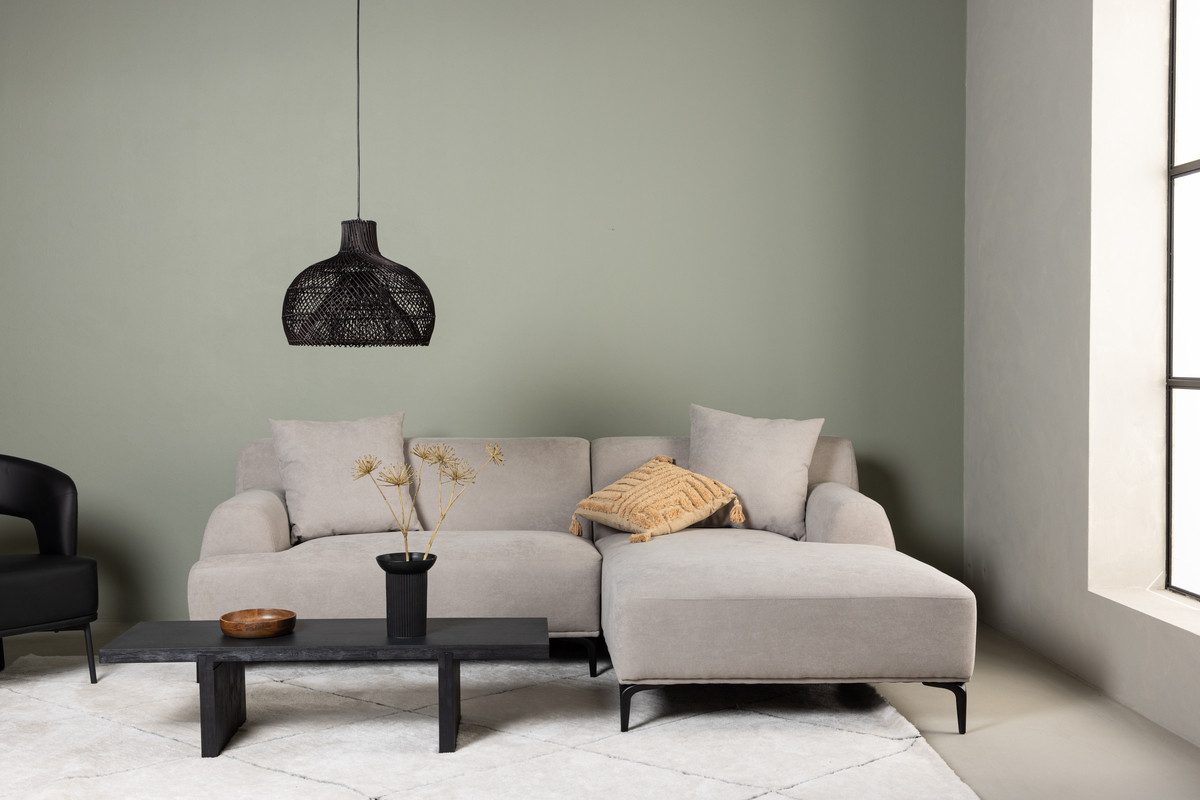 Nordanest Ecksofa 3-Sitzer VISKAN, Schwarze Metallfüße, luftiges Design, pflegeleichtes Material