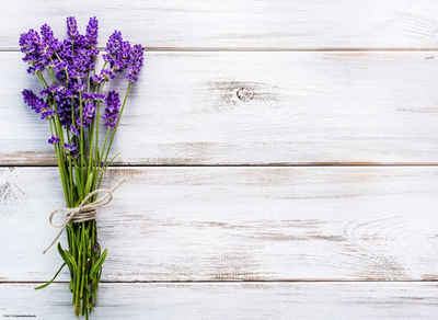 Platzset, Tischset I Platzset - Blumen - Lavendel auf Holz - 12 Stück aus hochwertigem Papier in Aufbewahrungsmappe, perfekt für Frühlingsdekoration, Tischsetmacher, (12-St)