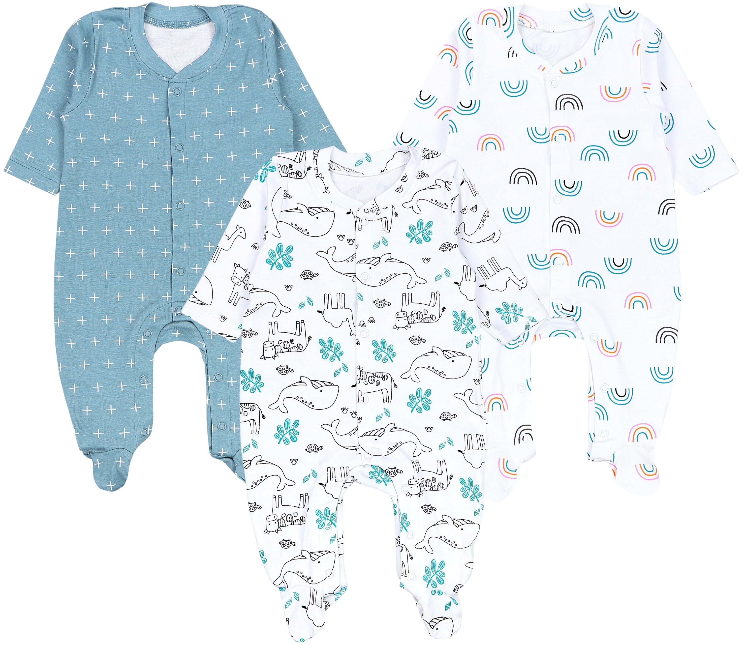 TupTam Schlafoverall TupTam Baby Mädchen Schlafstrampler mit Fuß 3er Pack