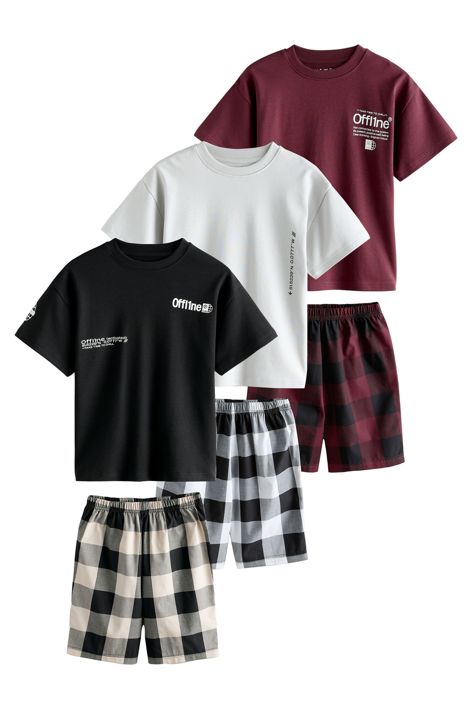 Next Pyjama Karierte kurze Schlafanzüge, 3er-Pack (6 tlg)