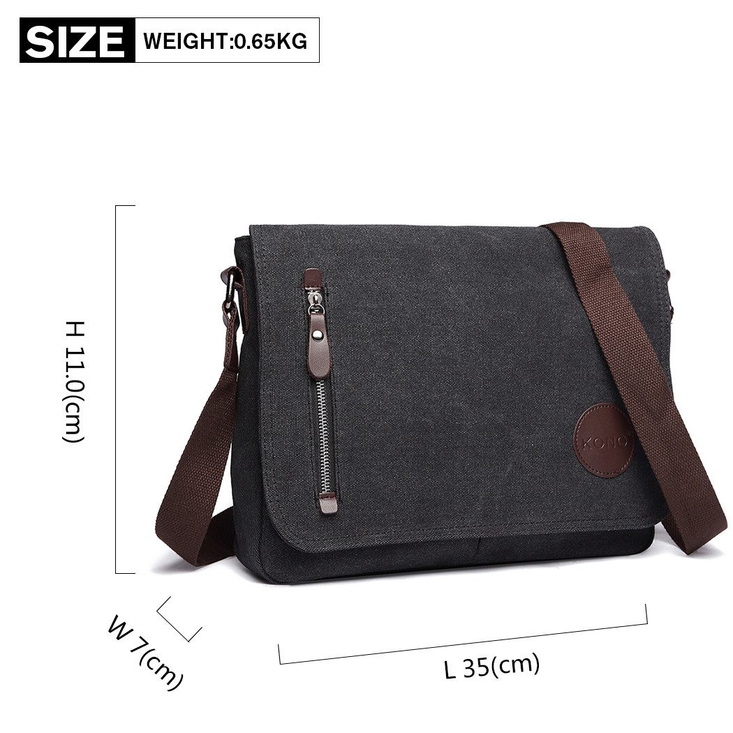 KONO Messenger Bag Leinwand Laptop Messenger Tasche 13,5" für Herren&Damen – Bild 2 von 5
