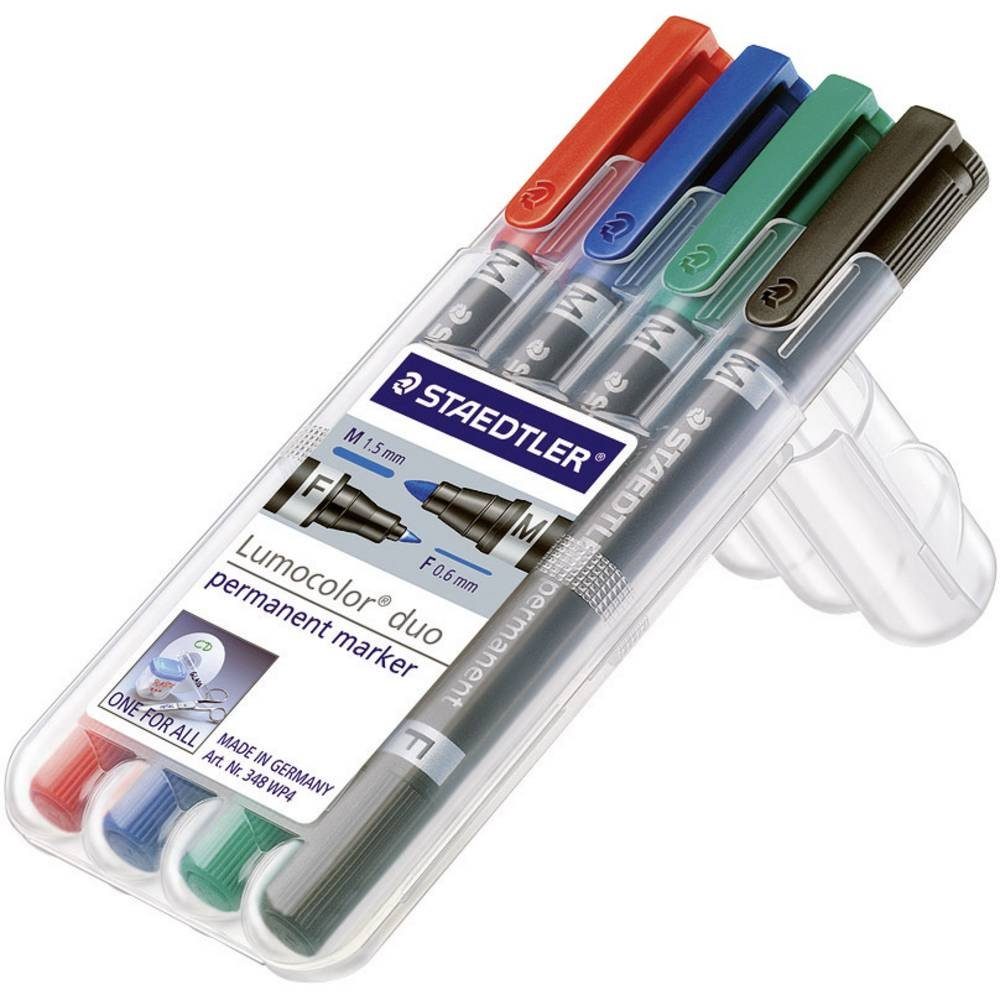 STAEDTLER Permanentmarker Textmarker Lumocolor Duo permanent4er-Set 348 WP4