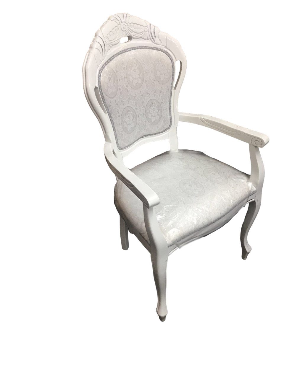 JVmoebel Stuhl Stuhl Weiß Silber Design Wohnzimmer Esszimmer Holz Stühle Polster