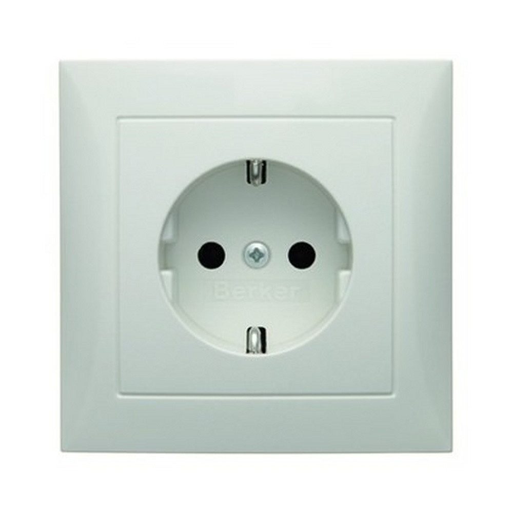 Berker Unterputz-Steckdose, 1fach polarweiß glänzend Unterputz horizontal/vertikal IP20 Vollplatte