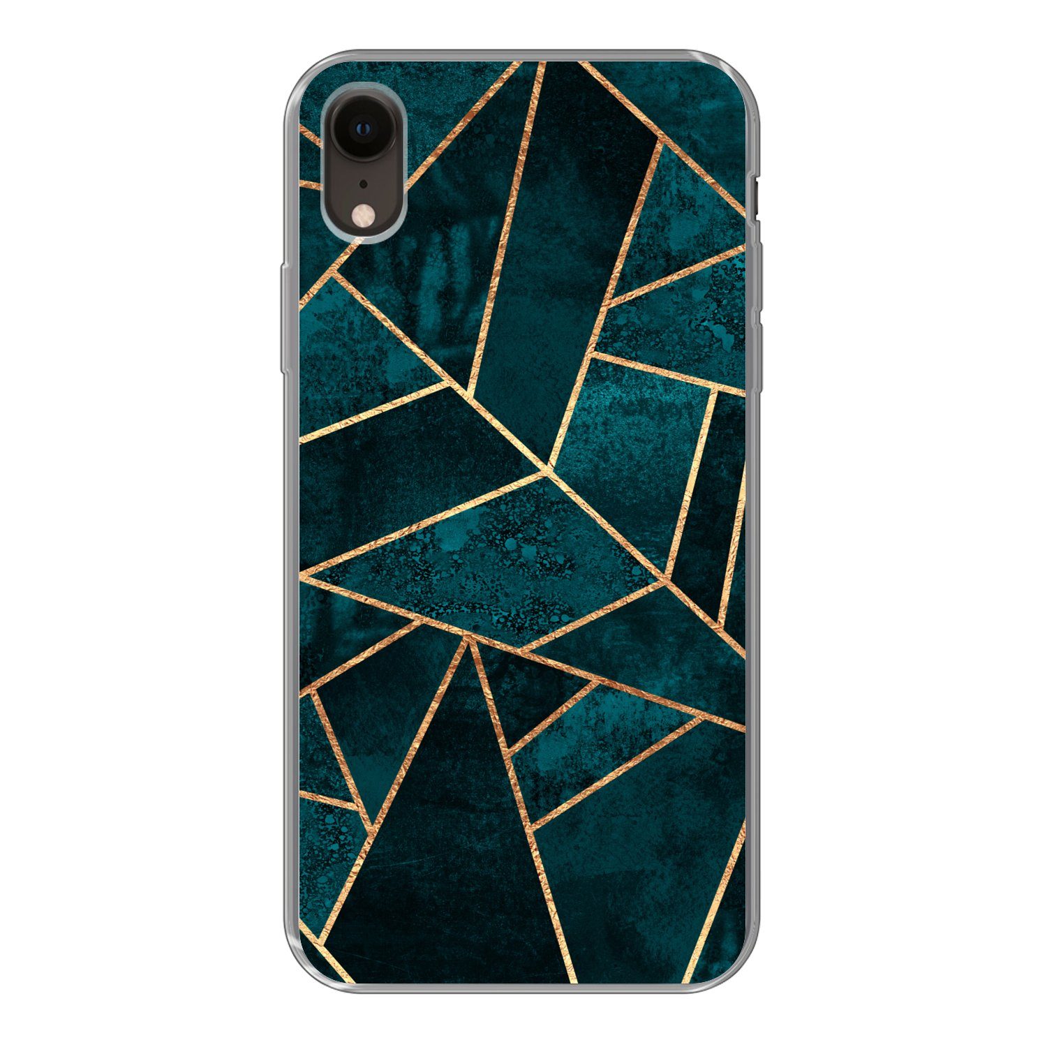 MuchoWow Handyhülle für Apple iPhone XR Steine - Gold - Luxus - Muster - Abstrakt, Smartphone-Bumper, Print, Handy Schutzhülle Dünn