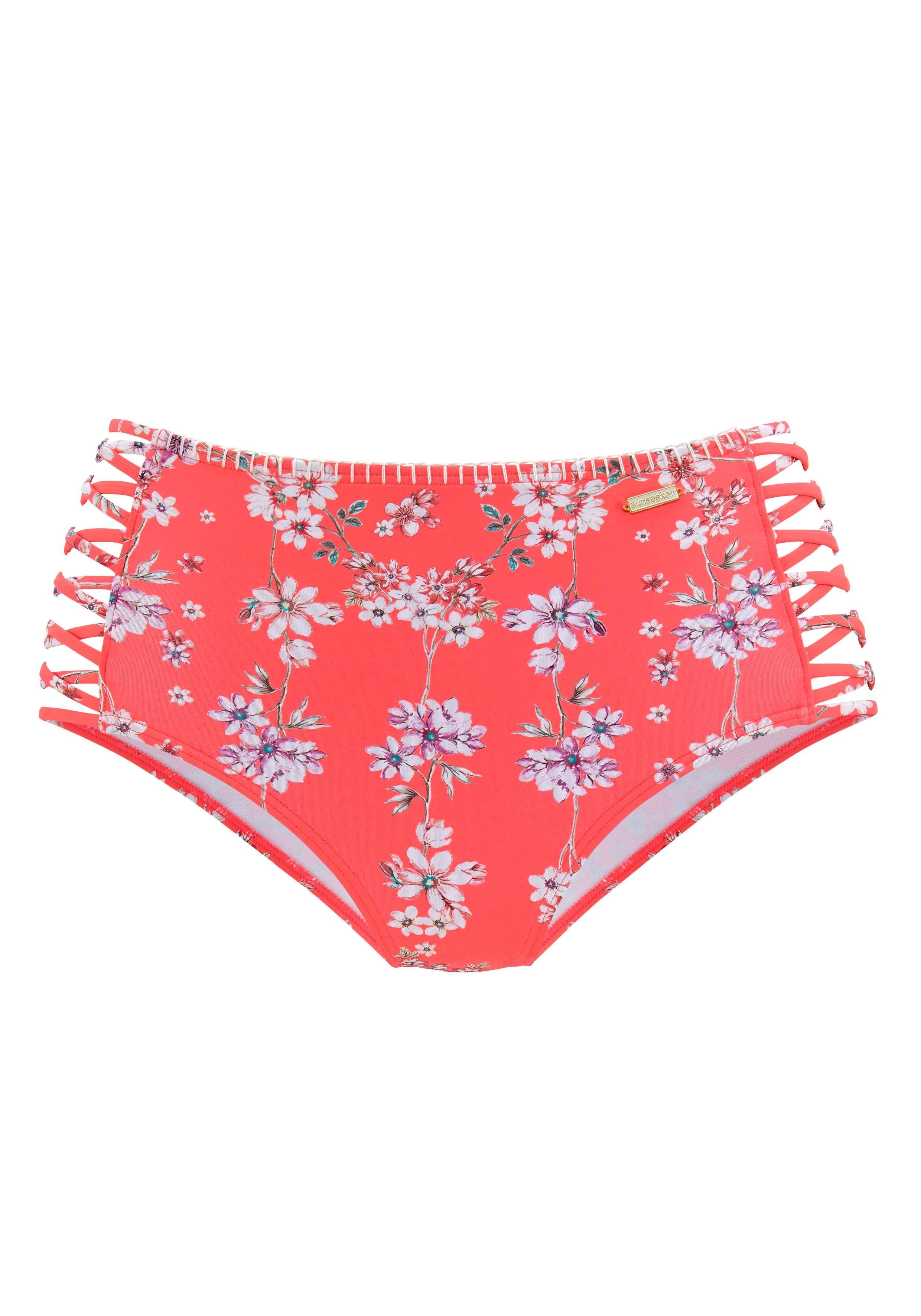 Sunseeker Highwaist-Bikini-Hose Ditsy mit Häkelkante und seitlichen Zierbän günstig online kaufen