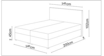 99rooms Boxspringbett Eden (Schlafzimmerbett, Bett), 140/160/180/200 x 200 cm, mit Matratze und Topper, Bettkasten