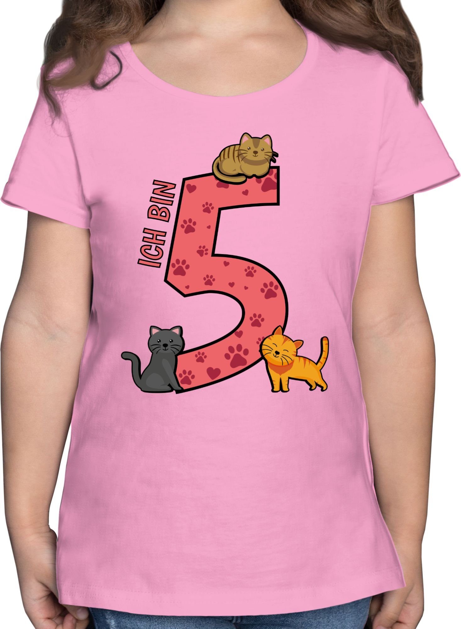 Fünfter 3 5. T-Shirt Katzen Shirtracer Geburtstag Rosa