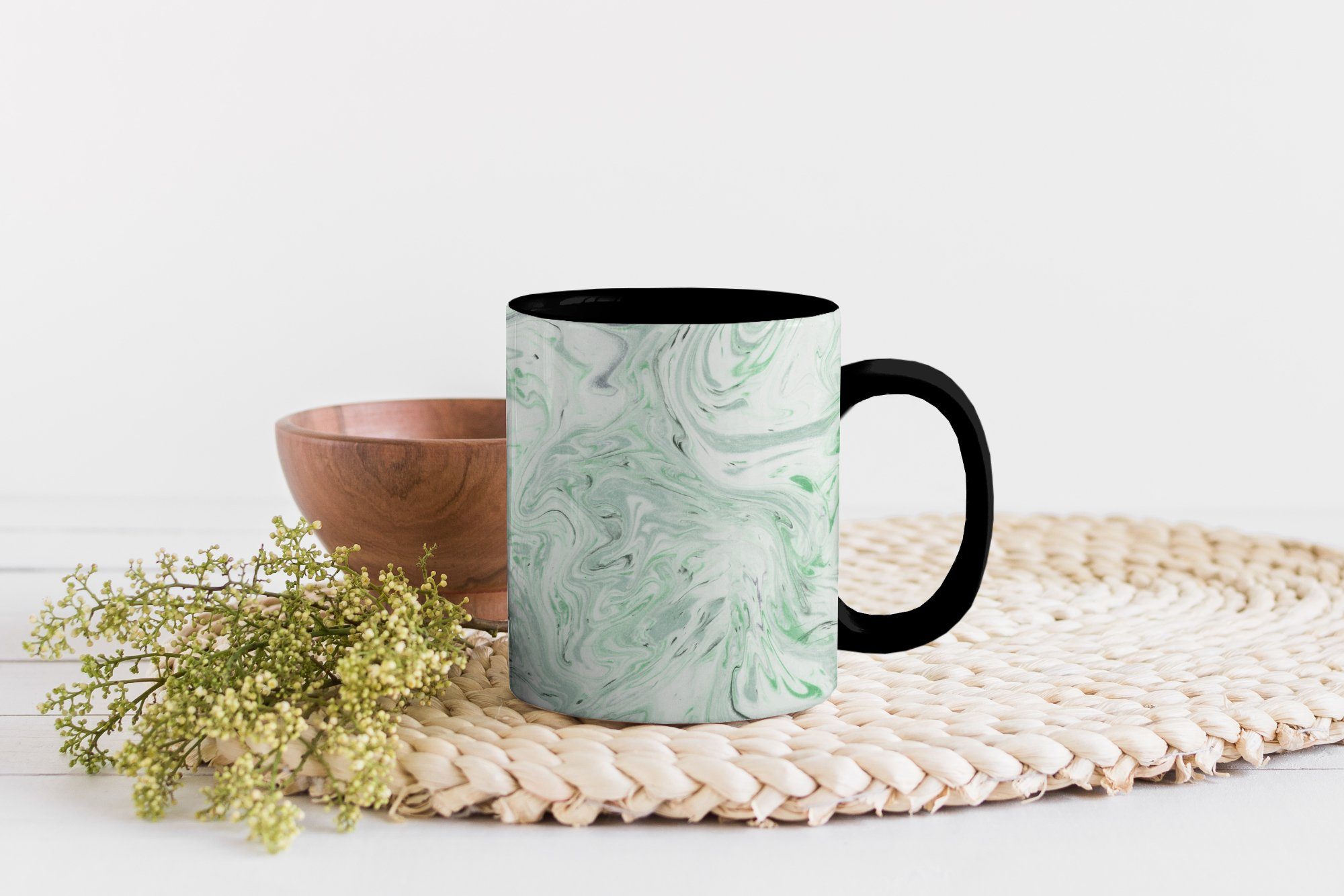 MuchoWow Tasse Marmor Keramik, Grün Farbwechsel, Zaubertasse, Muster, - - Teetasse, Kaffeetassen, Geschenk
