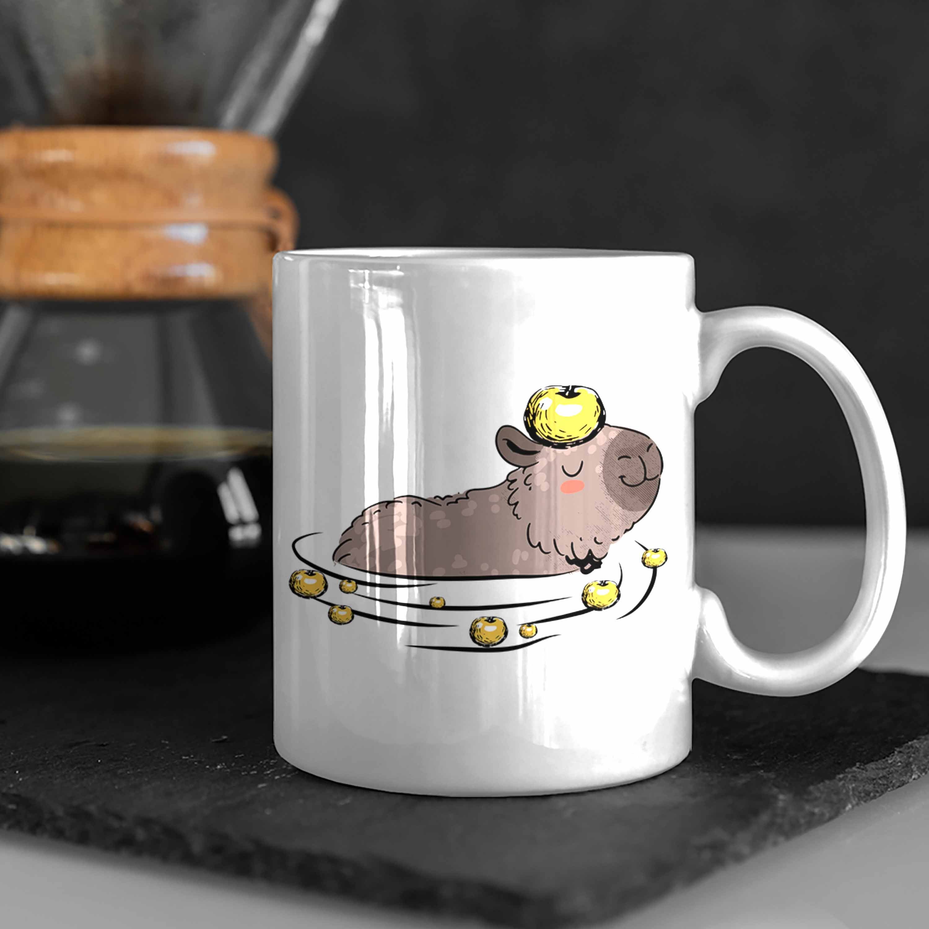 für Capybara-Motiv Weiss Capybara mit Tasse Trendation Geschenk Liebhaber Tasse