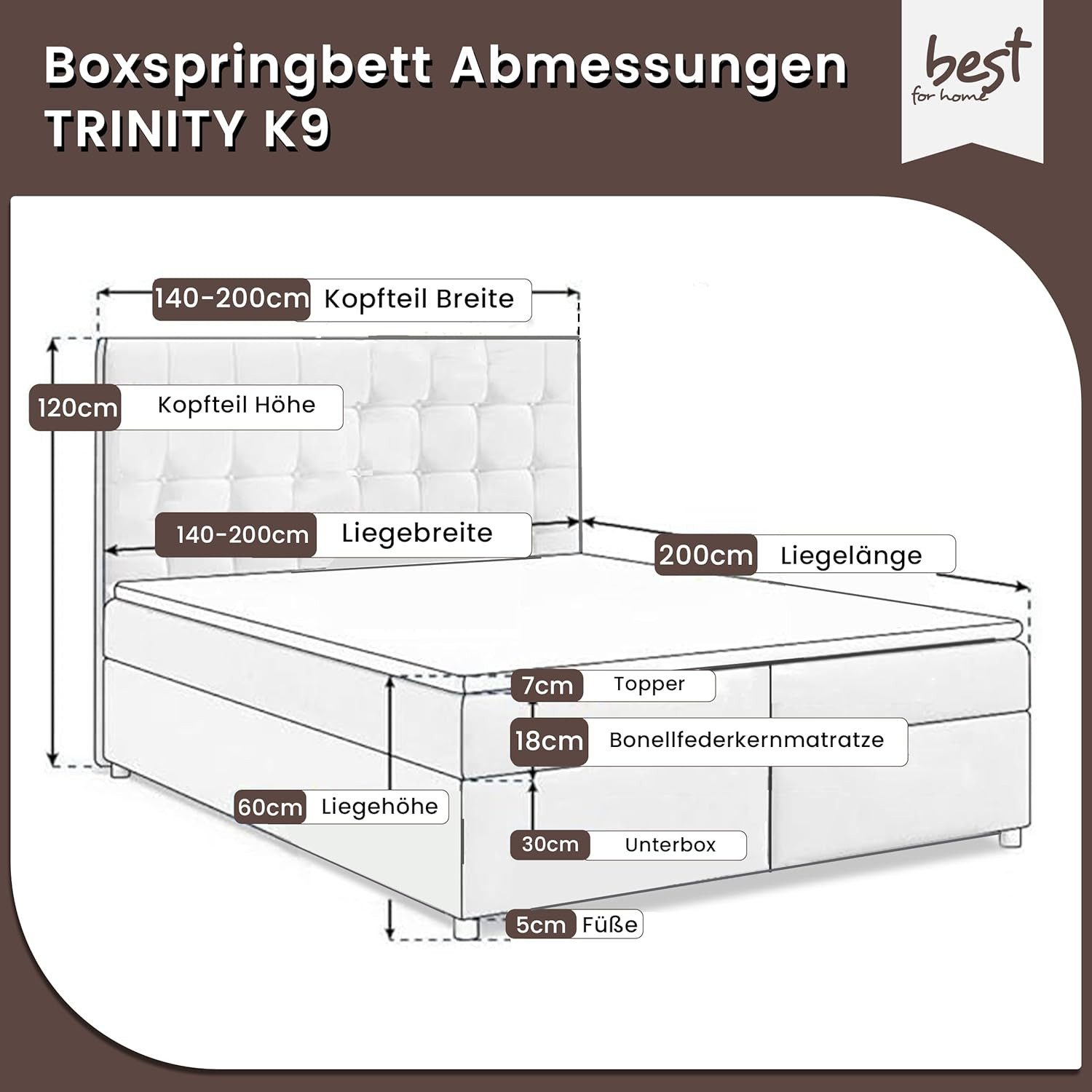 Best for Home Boxspringbett mit Bettkasten Trinity K-9 Bonellfederkern inkl günstig online kaufen