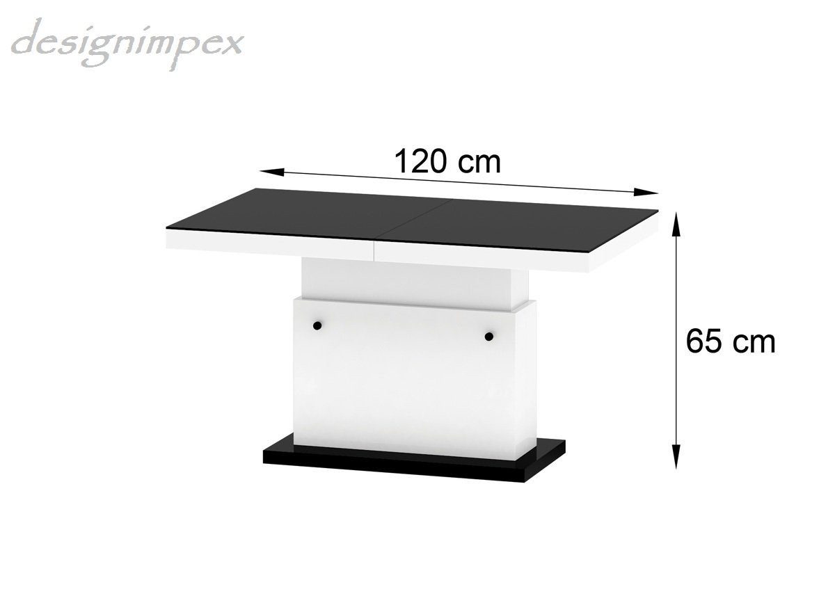 designimpex Couchtisch Design Weiß - Marmor Hochglanz dunkel Couchtisch Matera Hochglanz Lux - dunkel Marmor Weiß H-333 Hochglanz