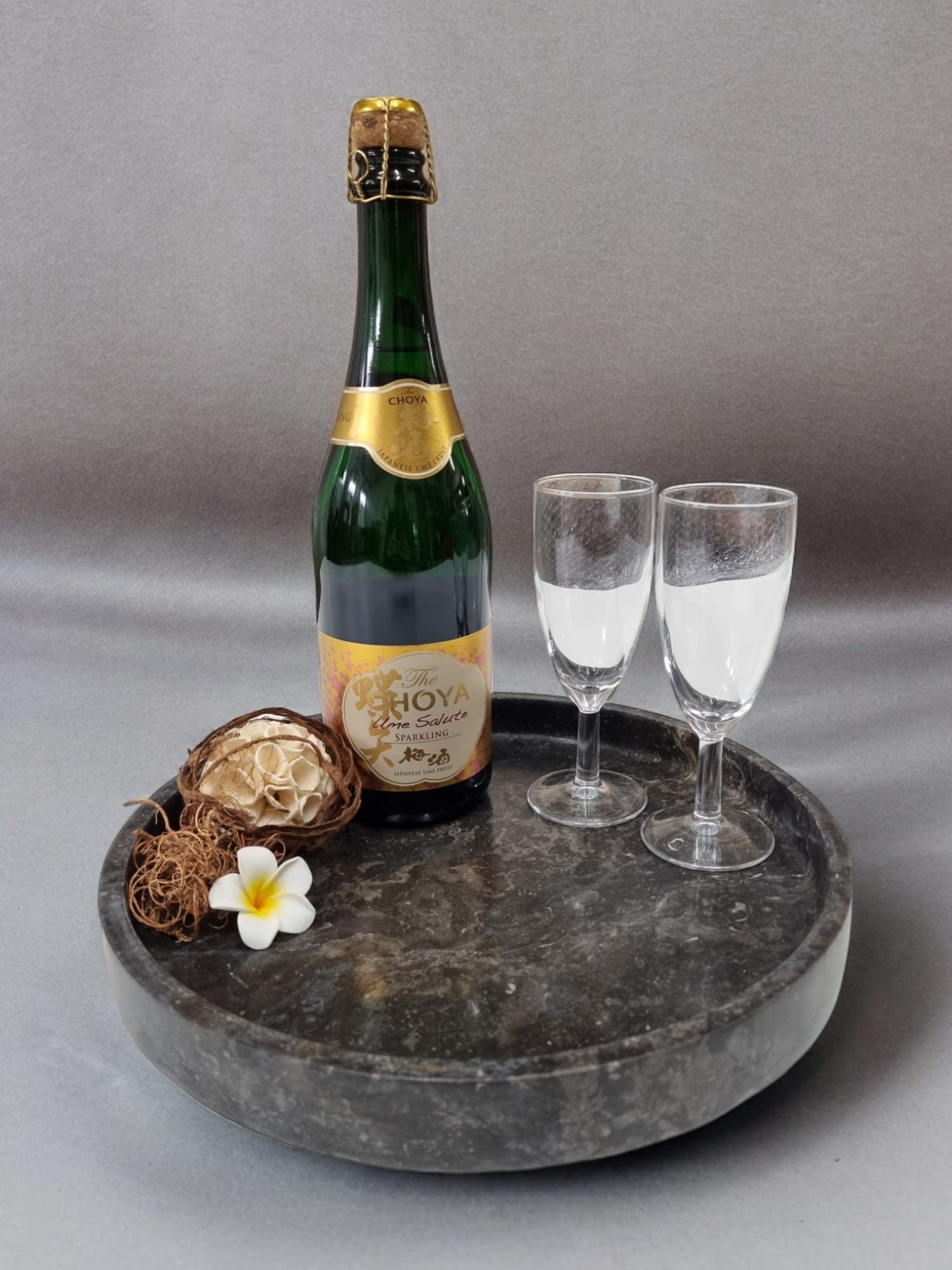 Kinaree Dekotablett Marmor Tablett rund, poliert, Marmor, schwarz, Naturstein, rund