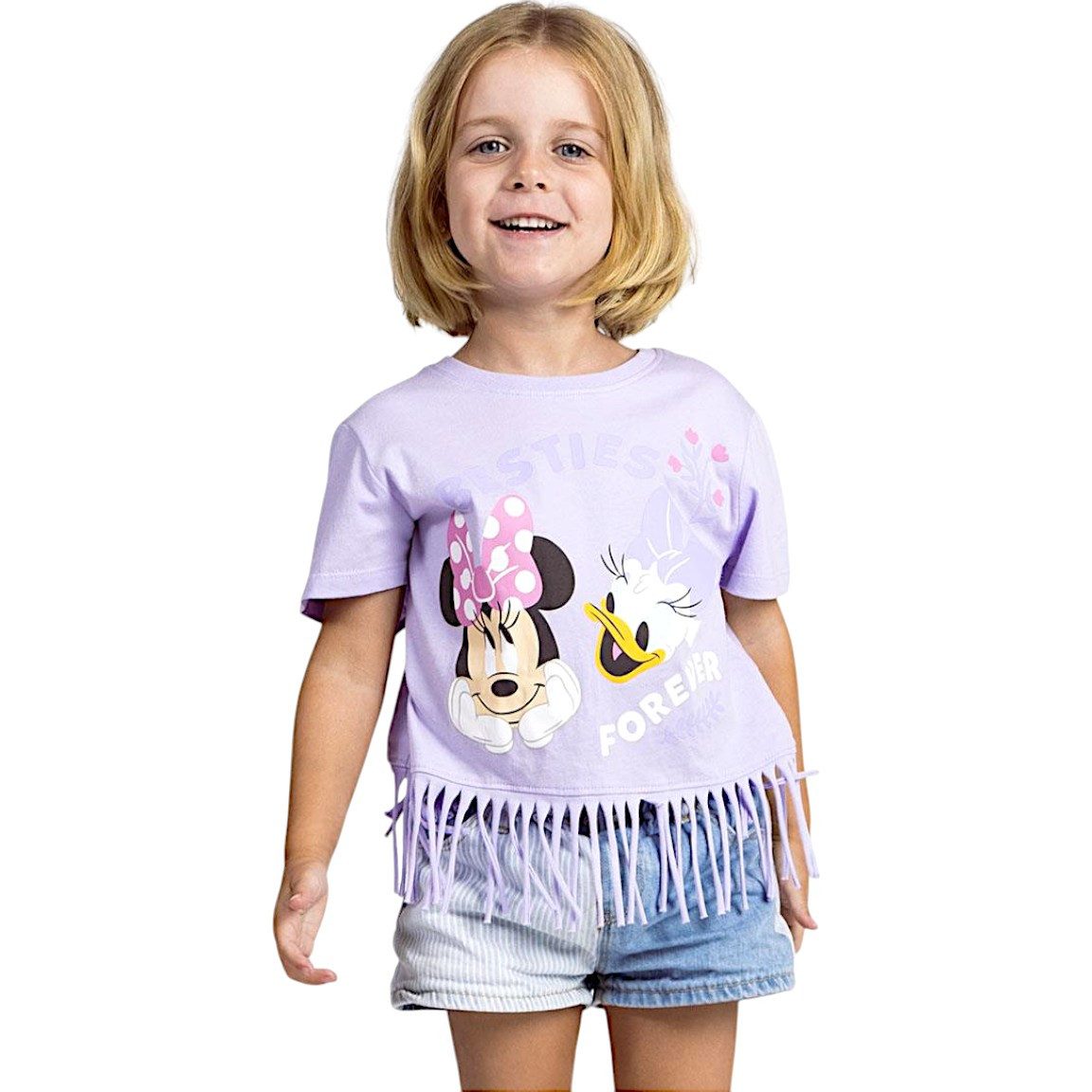 Cerdá T-Shirt Minnie Maus & Daisy Mädchen Shirt mit Fransen aus Jersey Gr. 98-122 cm