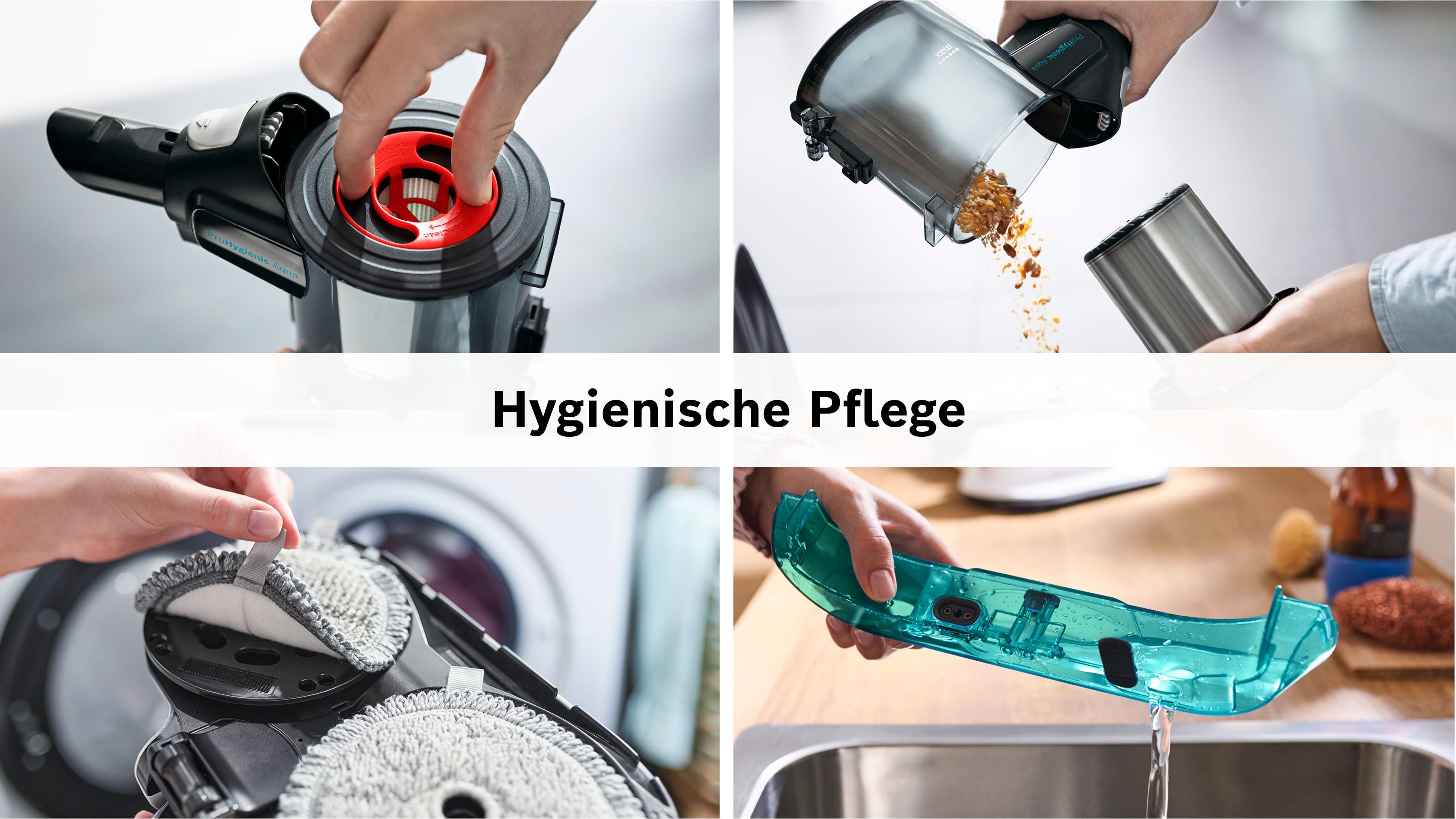 BOSCH Akku-Stielstaubsauger BSS712XHYG, beutellos, HEPA Filter, rotierende Wischpads, 2 Akkus, Schnellladegerät – Bild 3 von 5