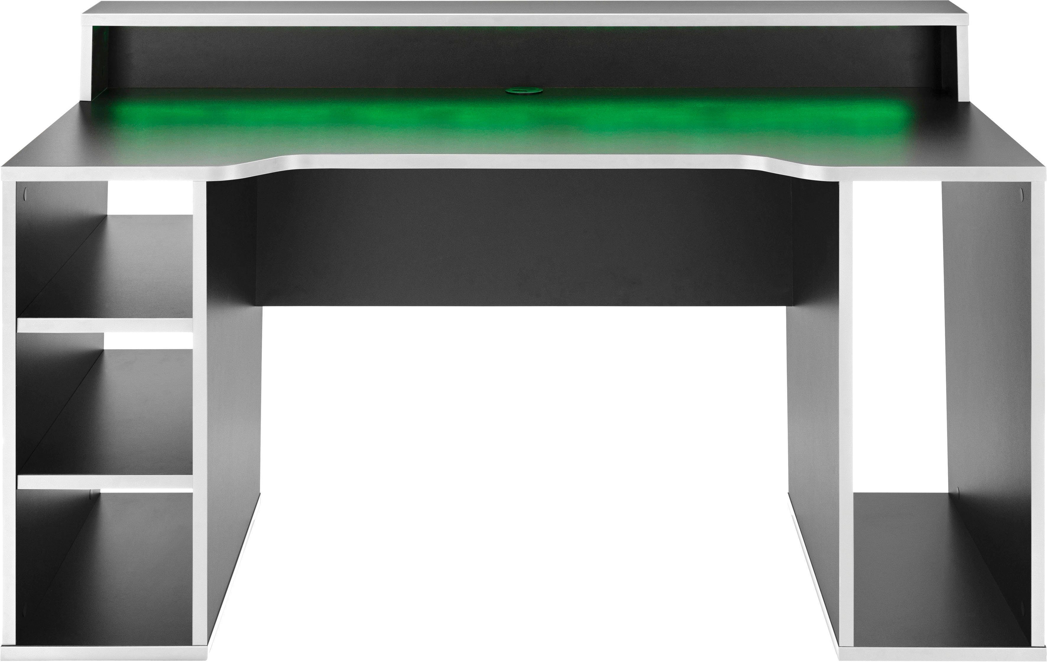 FORTE mit 160 cm Breite RGB-Beleuchtung, Tezaur, Gamingtisch