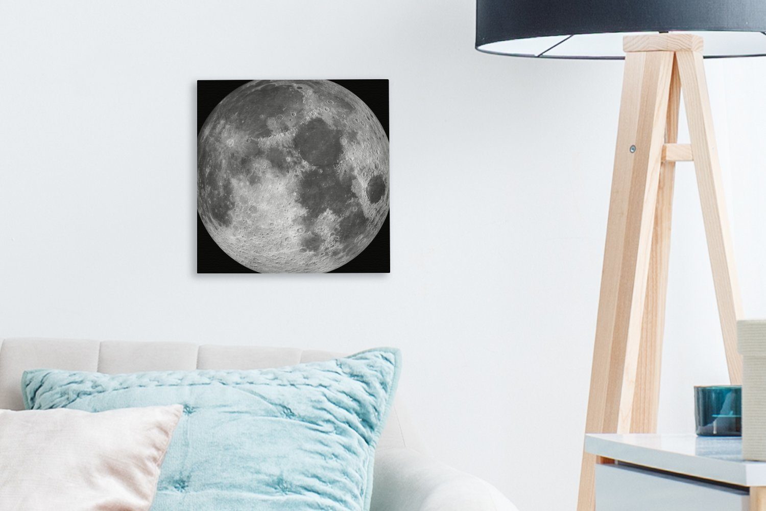 (1 Wohnzimmer Nacht, Bilder Weltraum für - Schlafzimmer Leinwandbild - Leinwand Mond St), OneMillionCanvasses®