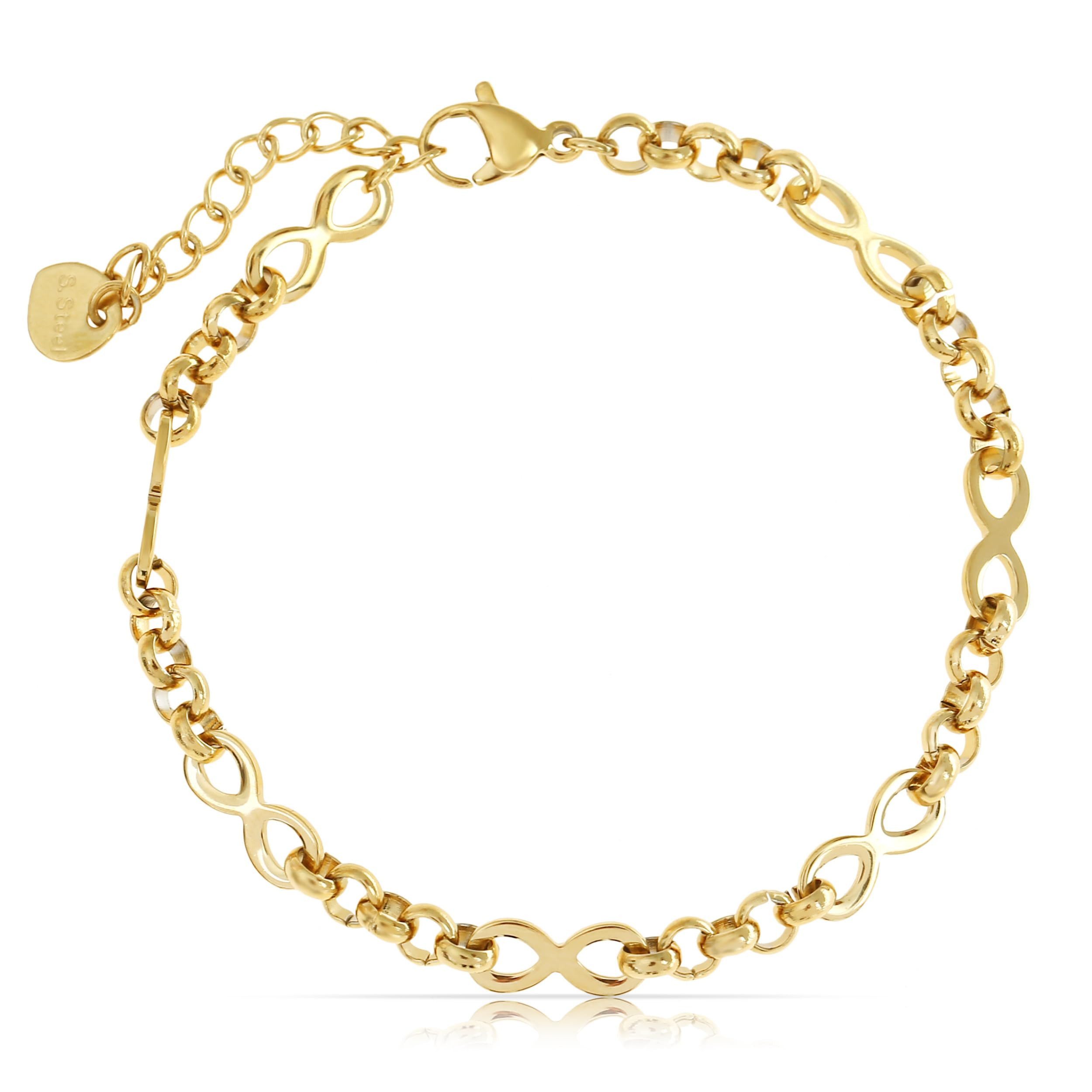 Made by Nami Edelstahlarmband für Damen in Gold mit Unedlichkeitszeichen - 16 + 4 cm Länge, Geschenk für Frauen - Wasserfester Schmuck