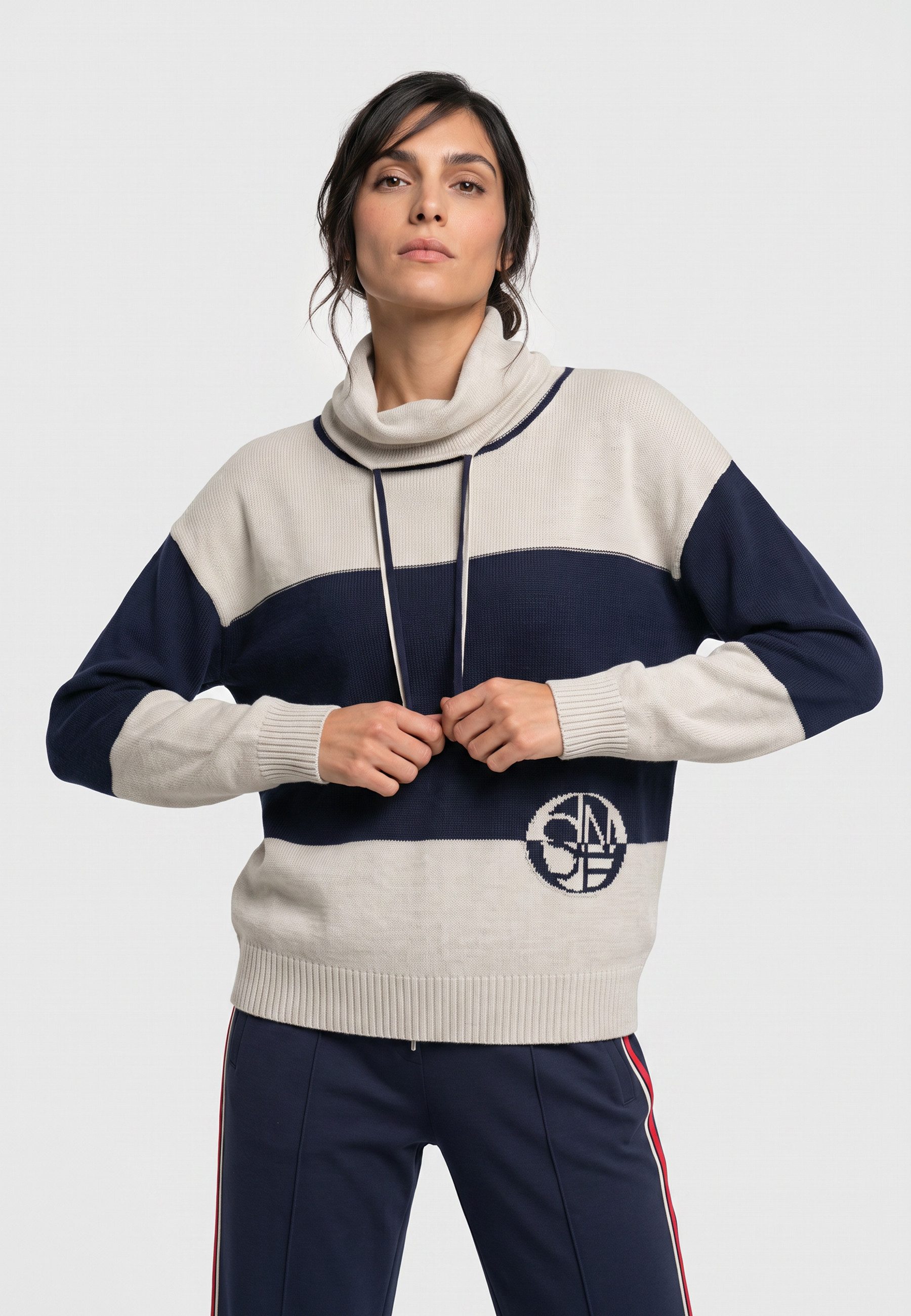 Olsen Strickpullover mit halsfernem Rollkragen