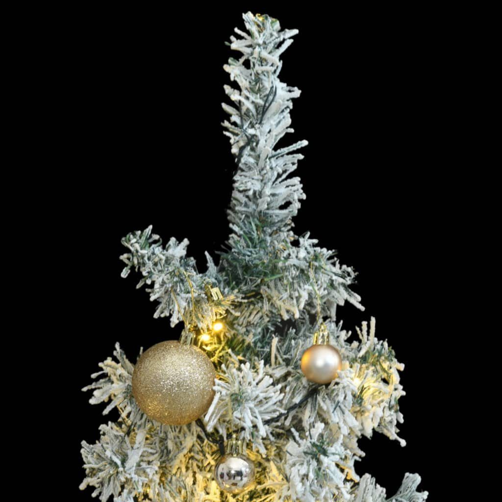 vidaXL Künstlicher Weihnachtsbaum Weihnachtsbaum Schlank LEDs cm 300 Schnee mit Kugeln 270