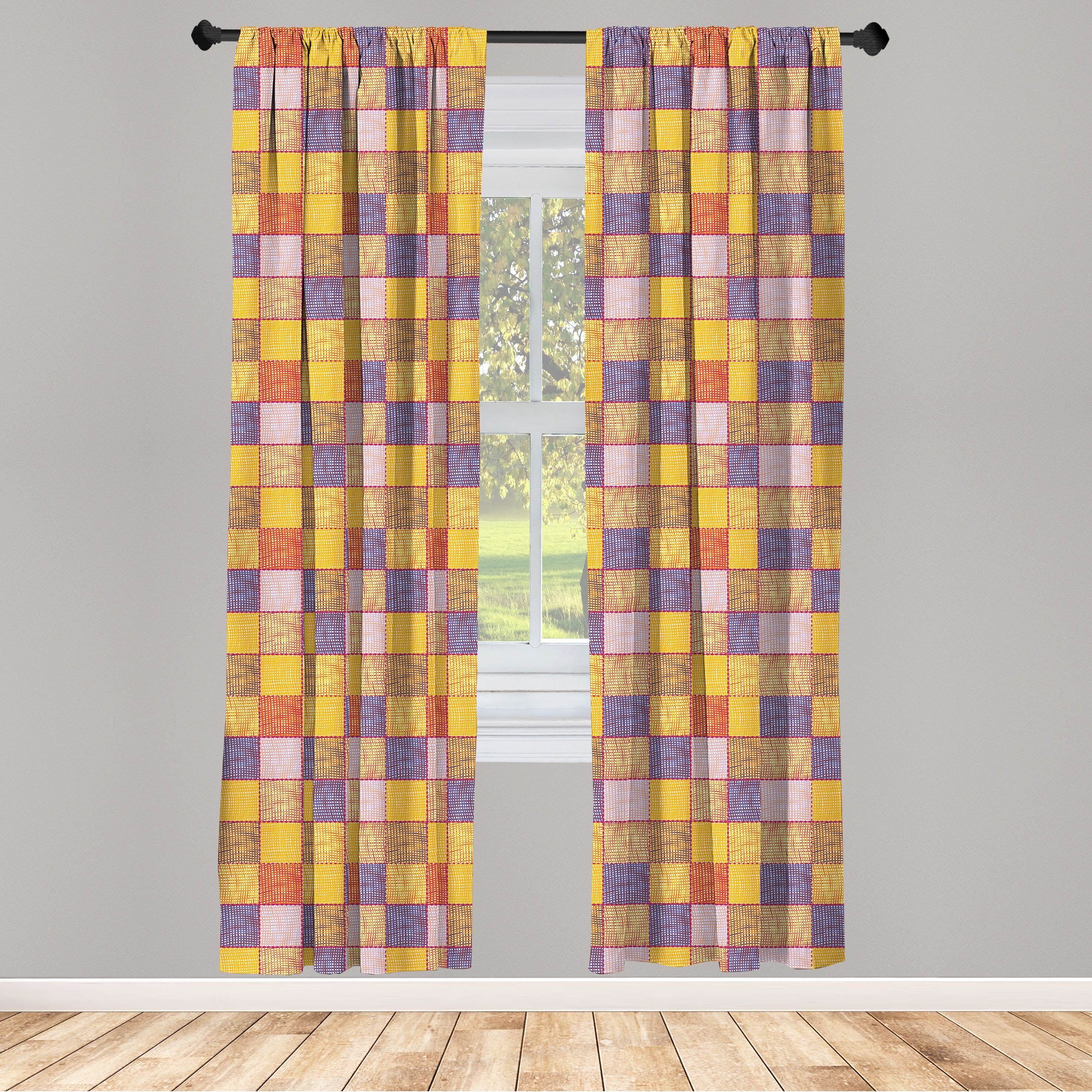 Gardine Vorhang für Wohnzimmer Schlafzimmer Dekor, Abakuhaus, Microfaser, Abstrakt Platz Stripes Overlapping