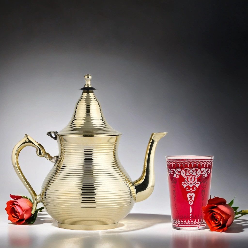 Marrakesch Orient & Mediterran Interior Teekanne Marokkanische Teekanne Nadima handgefertigt aus Messing in Gold 750 ml, (1-St), Handarbeit