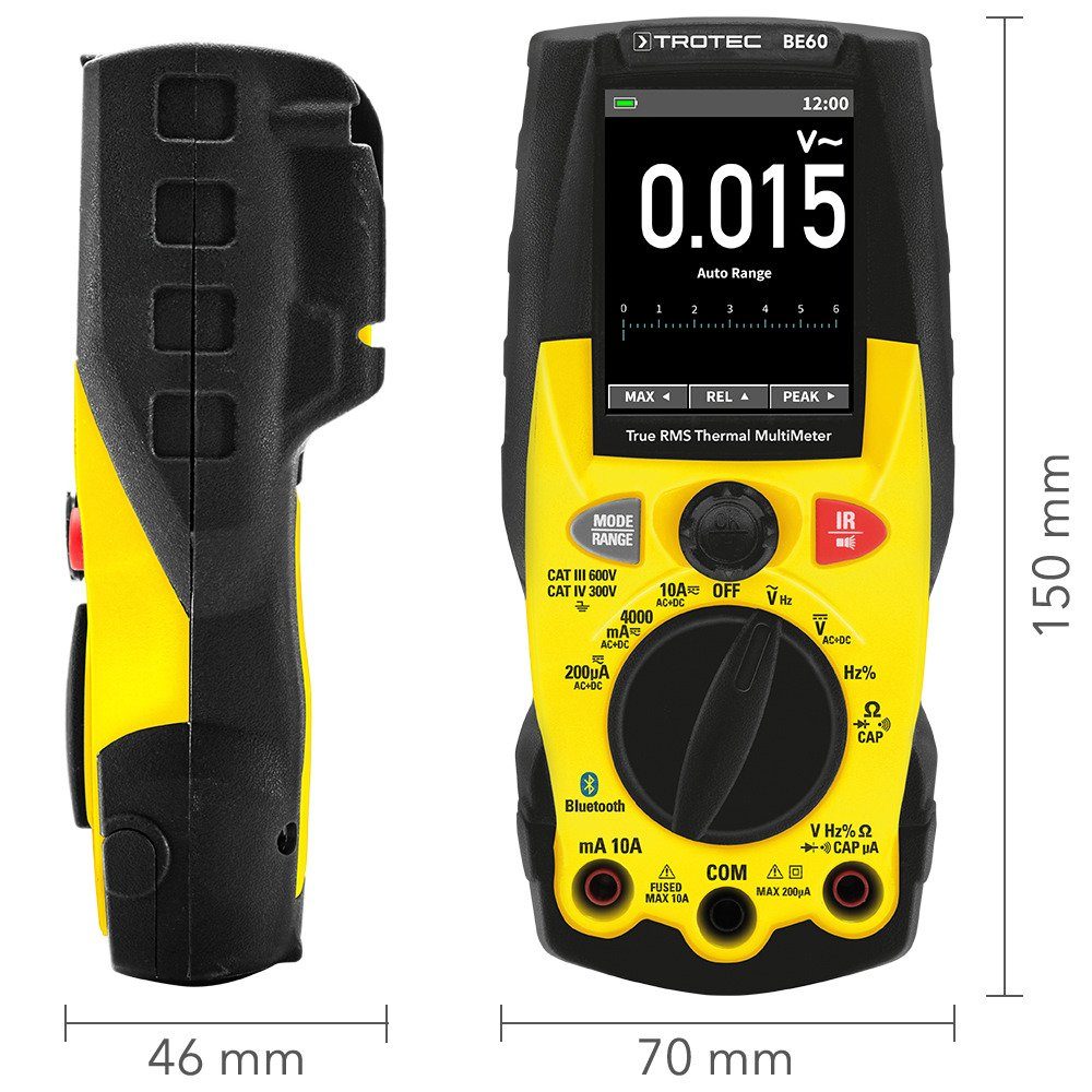 TROTEC Multimeter Digitales True-RMS-Multimeter mit integrierter Wärmebildkamera BE60