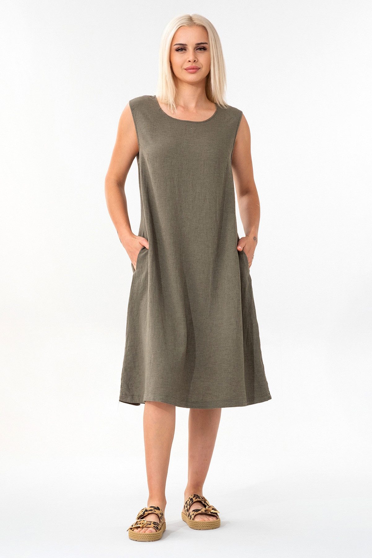 WENOR Sommerkleid aus Leinenmix mit Taschen, günstig online kaufen