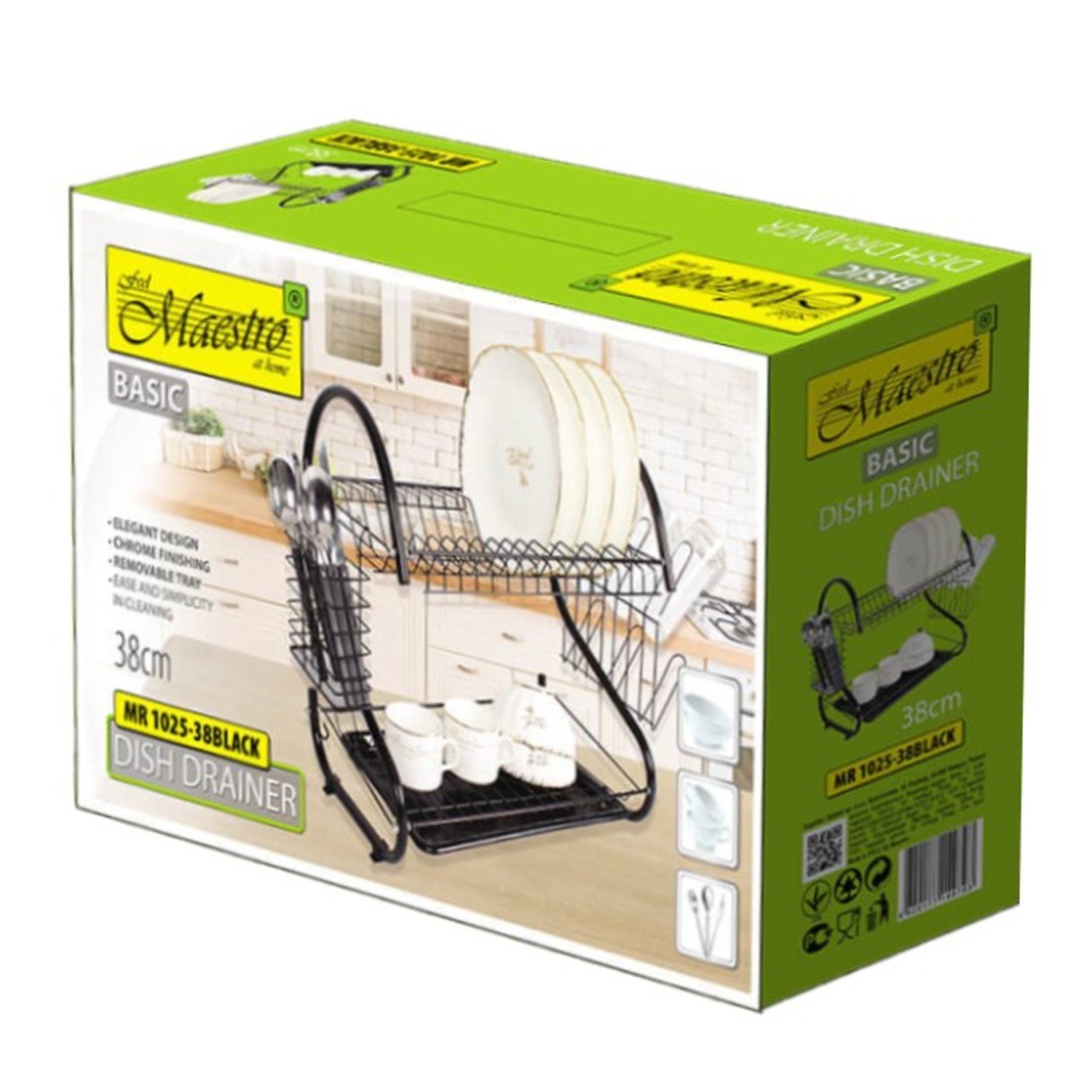 Feel Maestro Geschirrständer MR-1025-43-BLACK Geschirrtrockner mit 2 Etagen 43cm