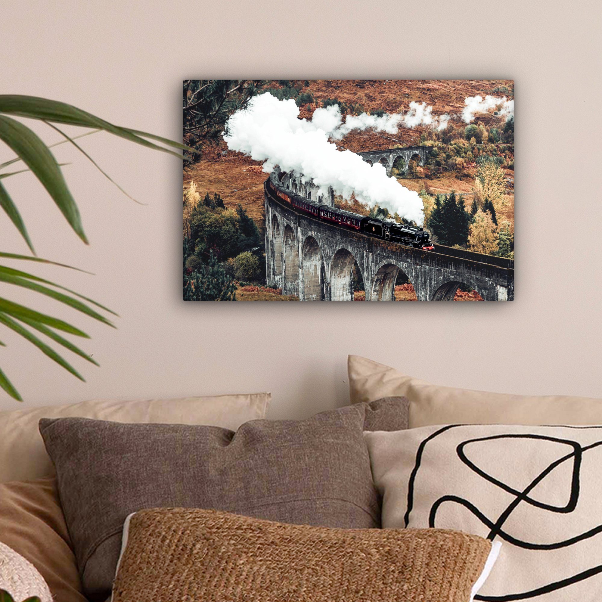 OneMillionCanvasses® Leinwandbild Zug - Natur - Herbst - Architektur, Fotod günstig online kaufen