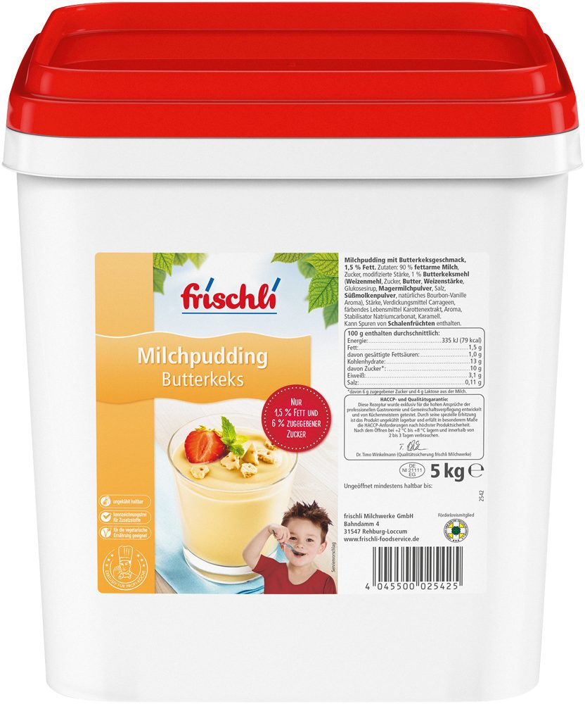 frischli Süßigkeit, Frischli Milchpudding Butterkeks aus feiner fettarmer Milch 5000g