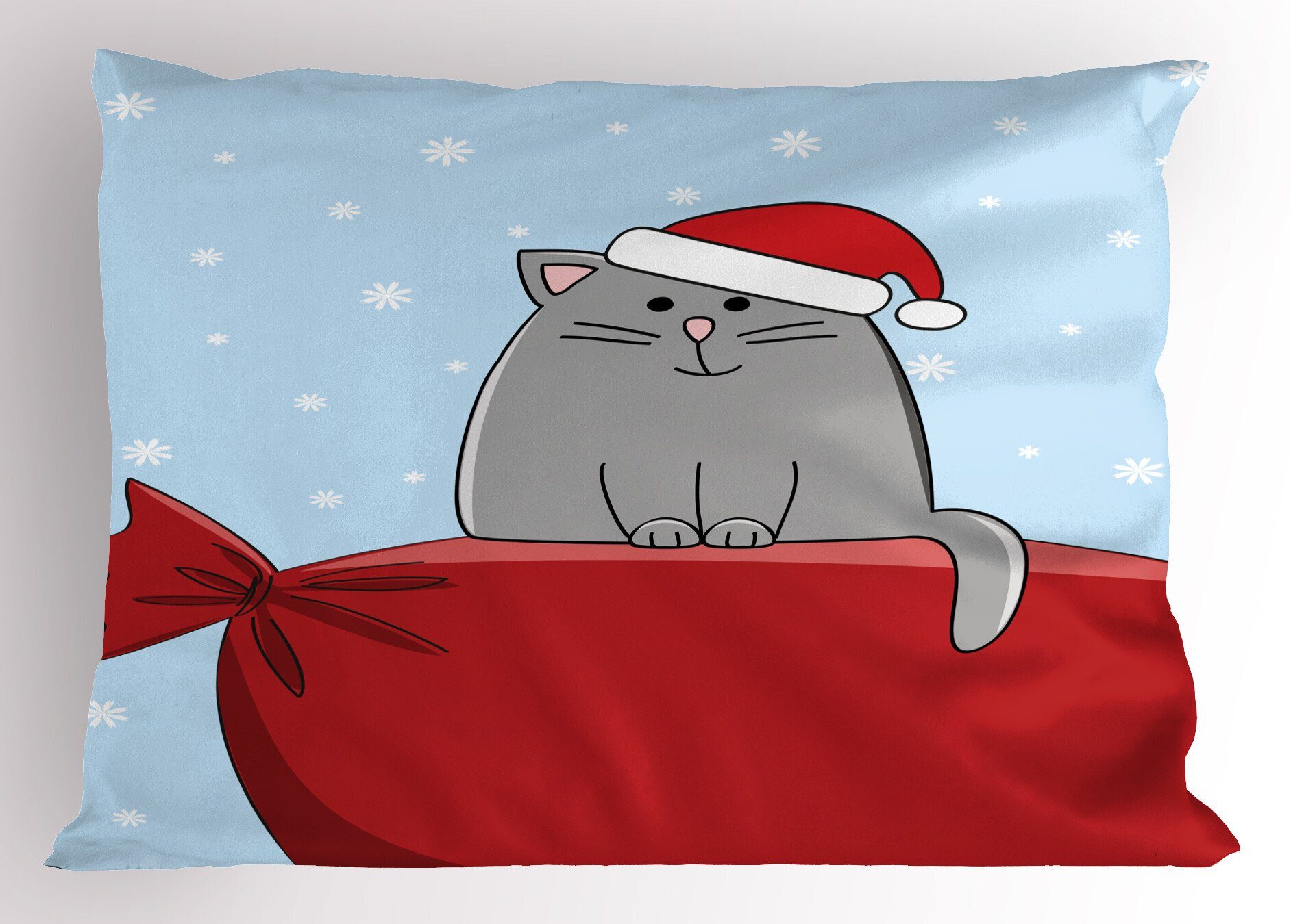 Kissenbezüge Dekorativer Standard King Size Gedruckter Kissenbezug, Abakuhaus (1 Stück), Weihnachten Katze auf Voll Santa Sack