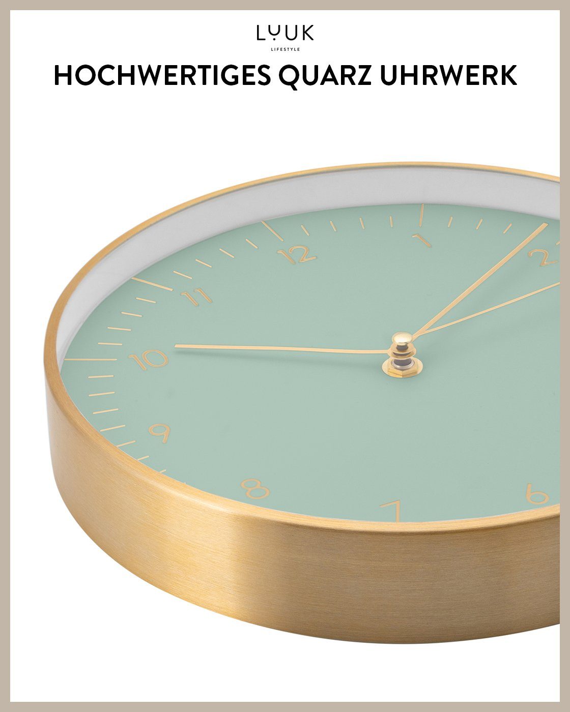 LUUK LIFESTYLE Wanduhr Helsinki (lautlos, ohne Ticken, großes Ziffernblatt, verschied. Größen)