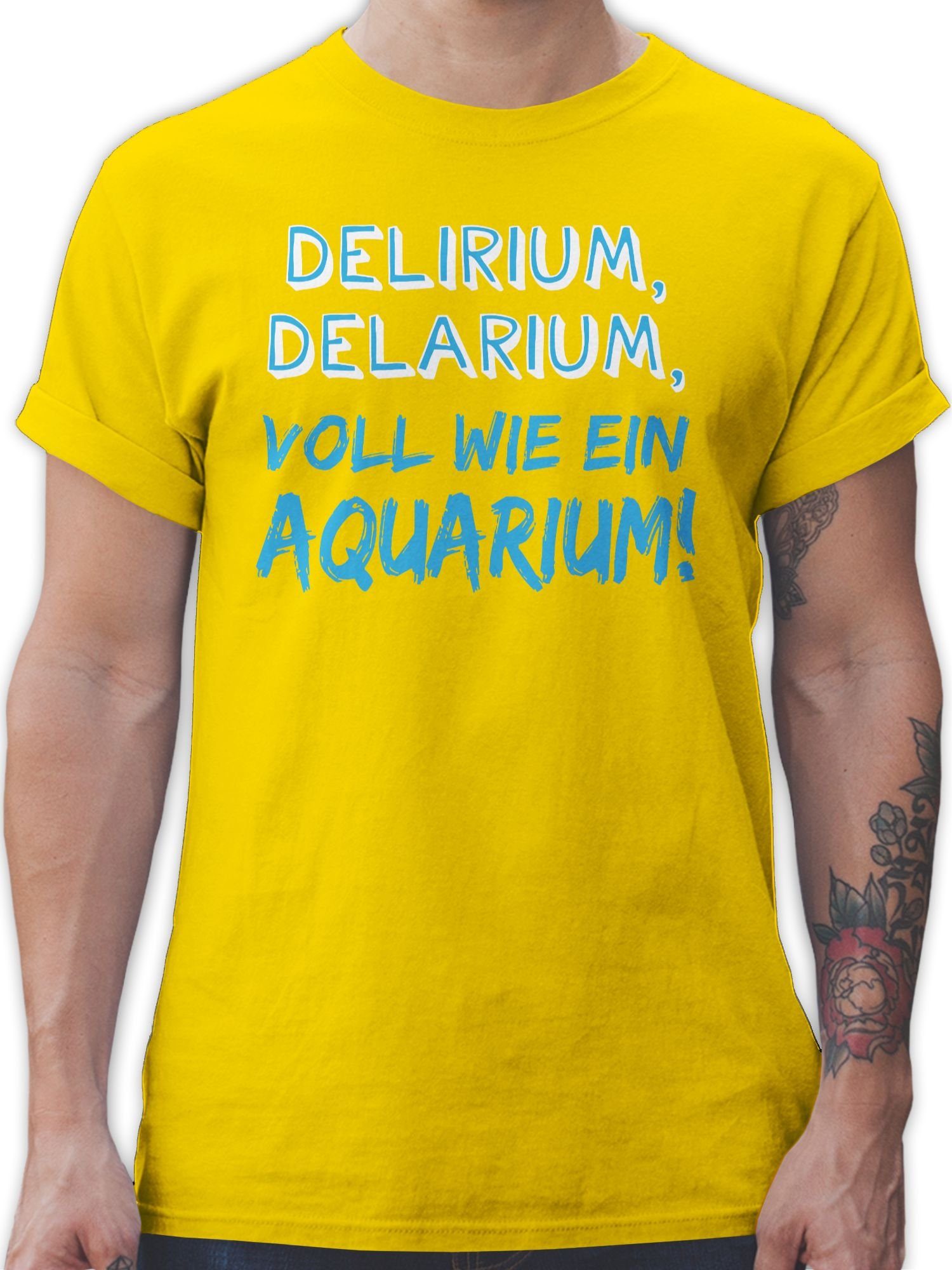 Shirtracer T-Shirt Delirium, Delarium, Voll wie ein Aquarium! Sprüche Statement mit Spruch 3 Gelb