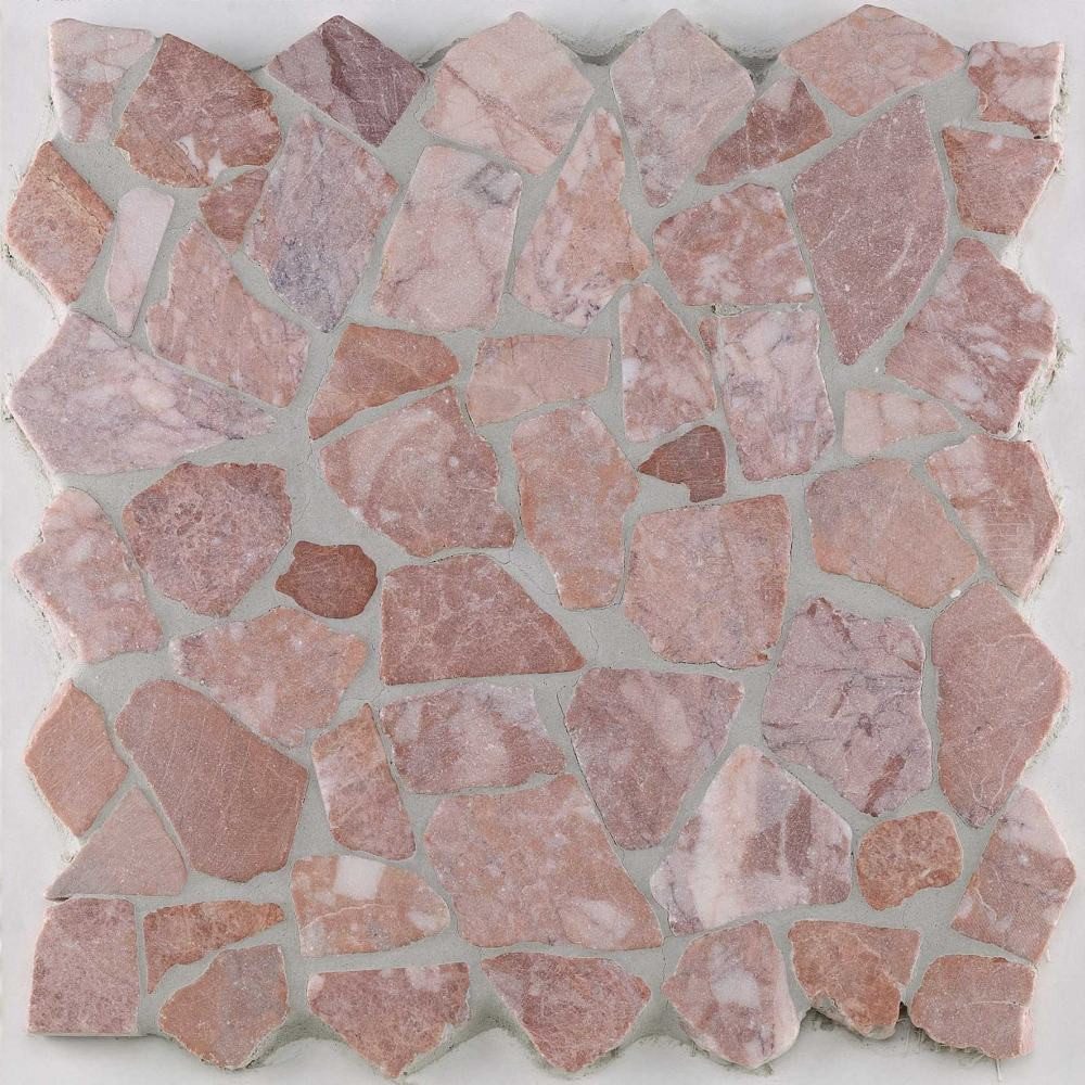 KNG Mosaikfliesen Mosaikfliese Marmor Bruch 30 x 30 cm rot mix, Marmor, Braun Rot