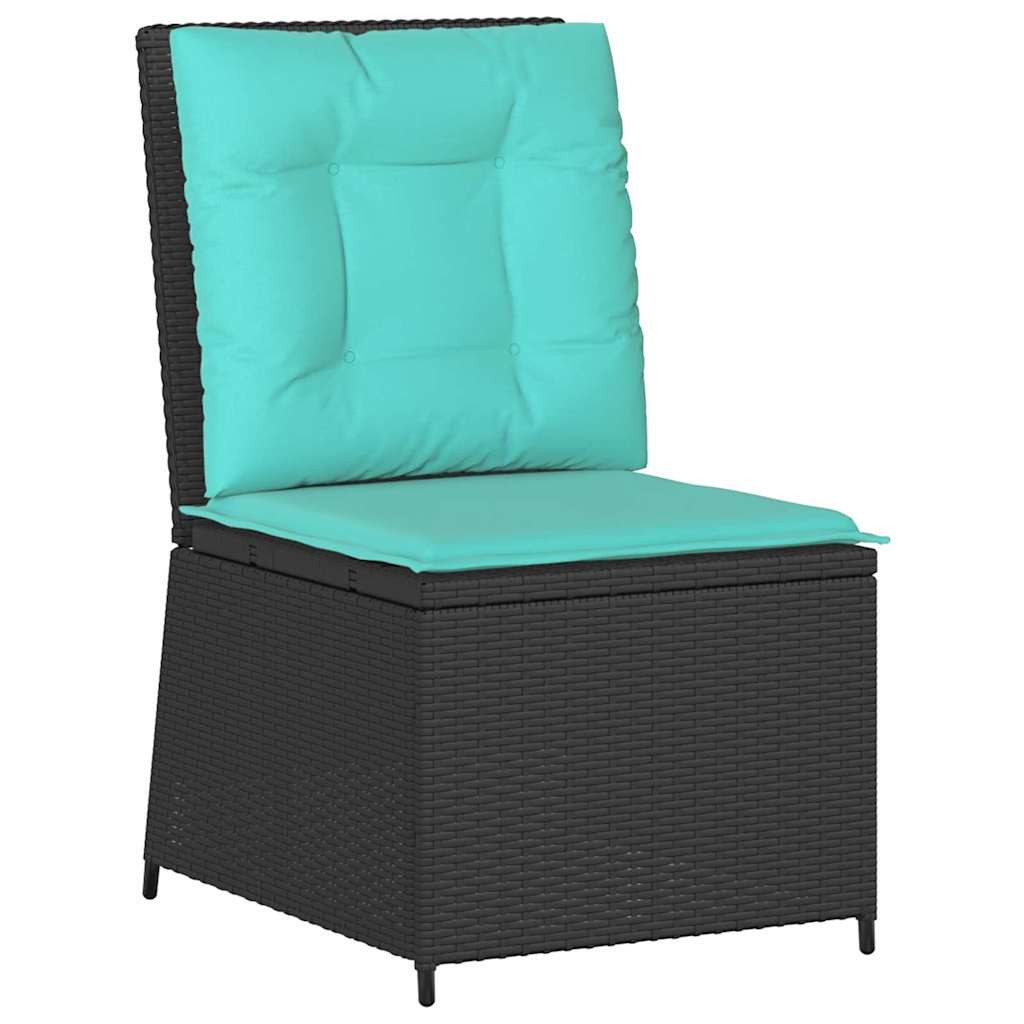 vidaXL Gartenlounge-Set Garten-Sofa mit Kissen Schwarz und Türkis Poly-Rattan, (1-tlg)