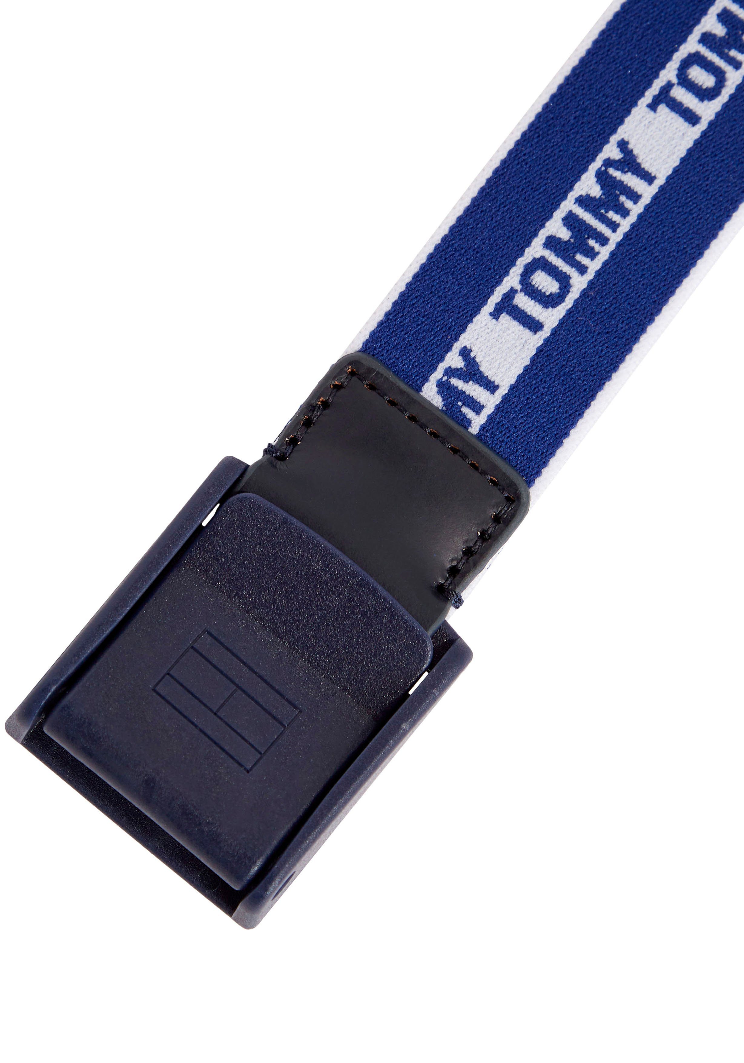 Tommy Hilfiger Stoffgürtel Tommy Webbing Belt blau wiederholendem Hilfiger-Muster Tommy mit