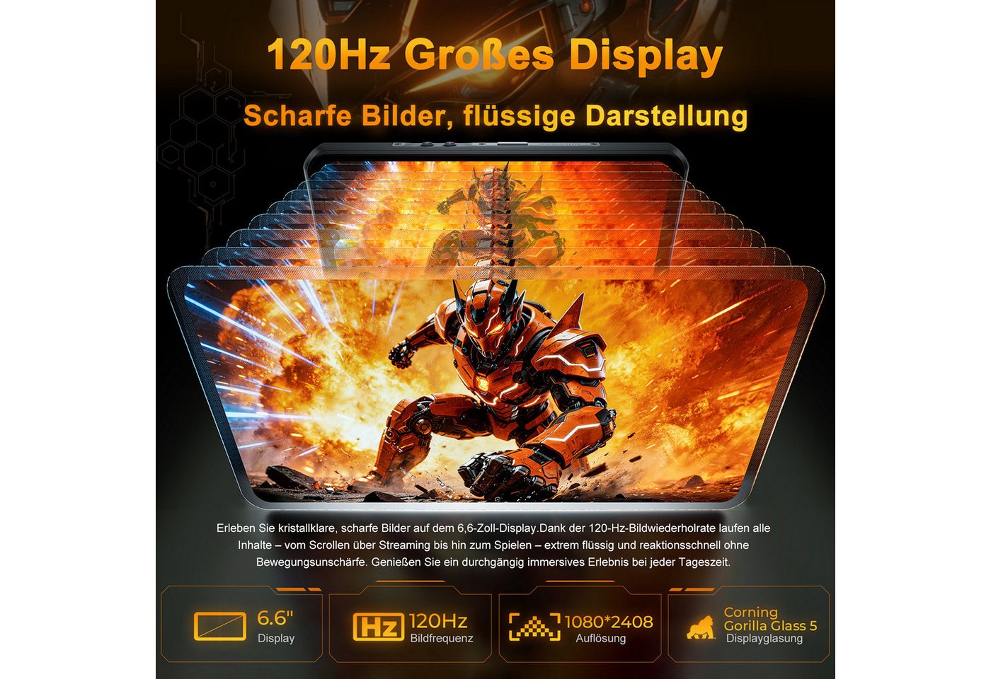OUKITEL WP66 5G Android 16 Outdoor Smartphone (16,76 cm/6.6 Zoll, 512 GB Speicherplatz, 108 MP Kamera, 6,6'' Display, 36GB+512GB, IP68/IP69K, 11000mAh, NFC, OTG) schwarz