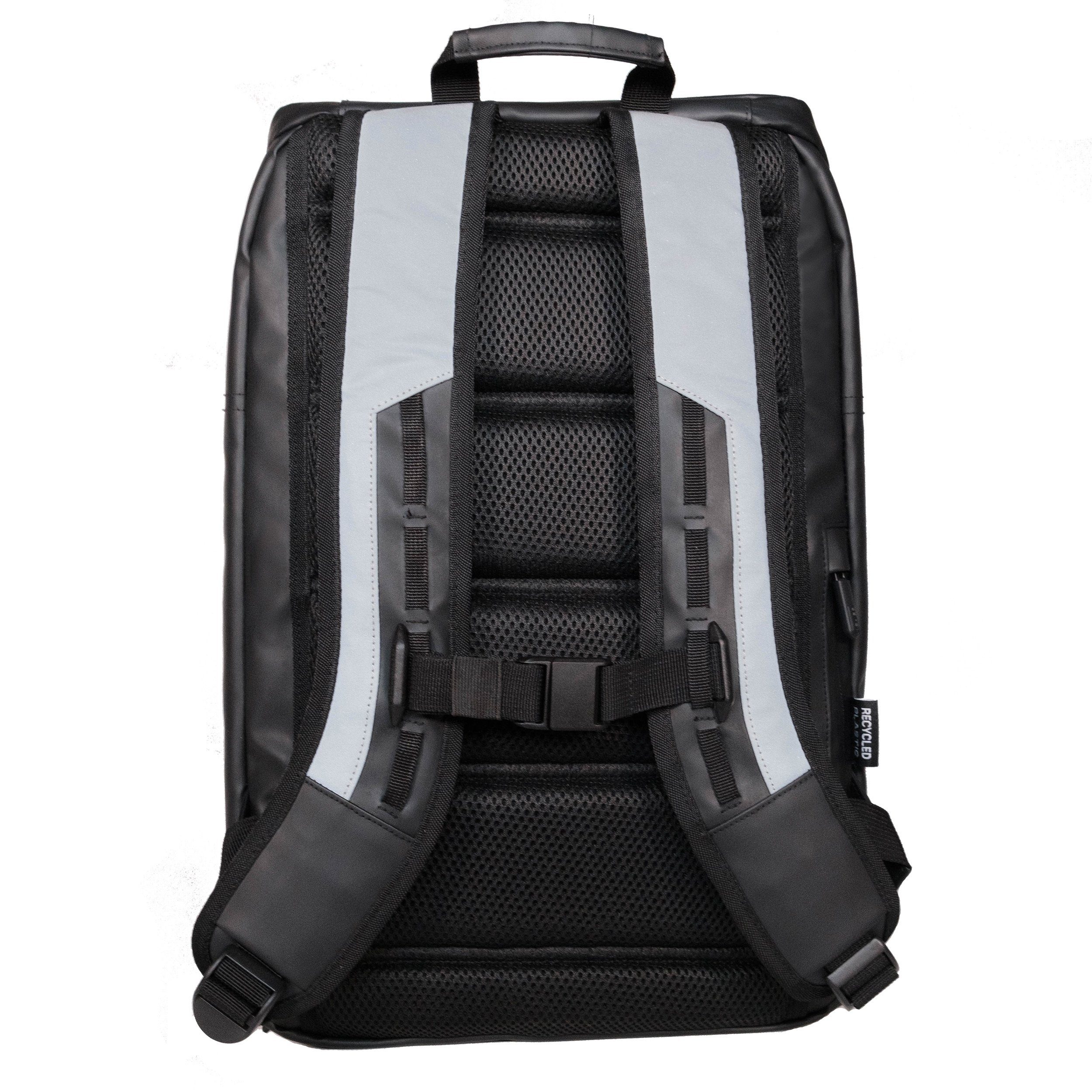 OAK25 Cityrucksack Rucksack Daybag, Reflektierend, schwarz Wasserabweisend