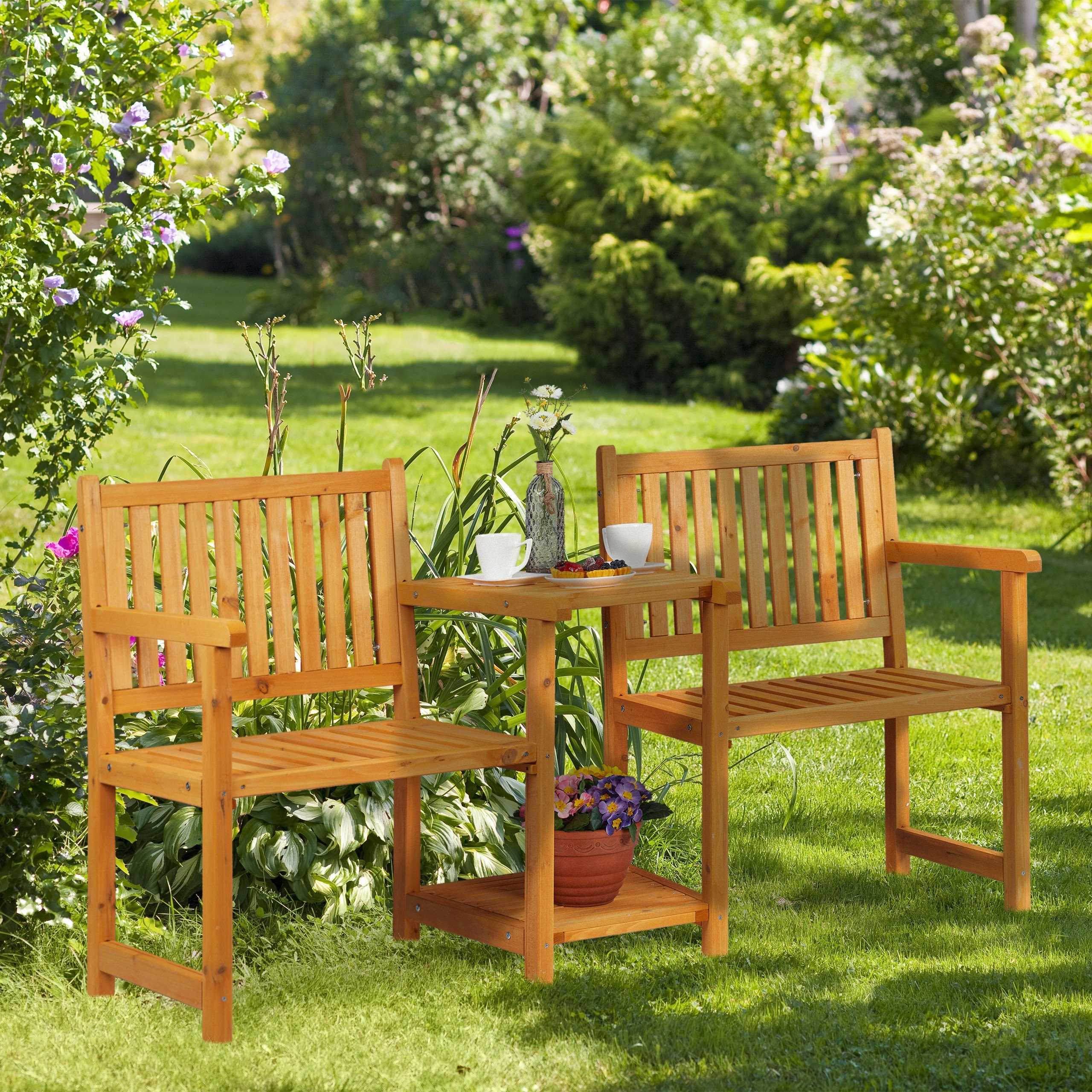 relaxdays Gartenbank mit Tisch günstig online kaufen